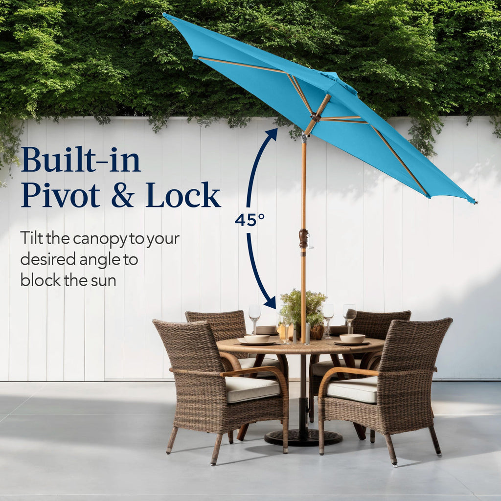 Outdoor Woodgrain Pattern Patio Umbrella Decoration w/ Tilt, Crank - 10ft