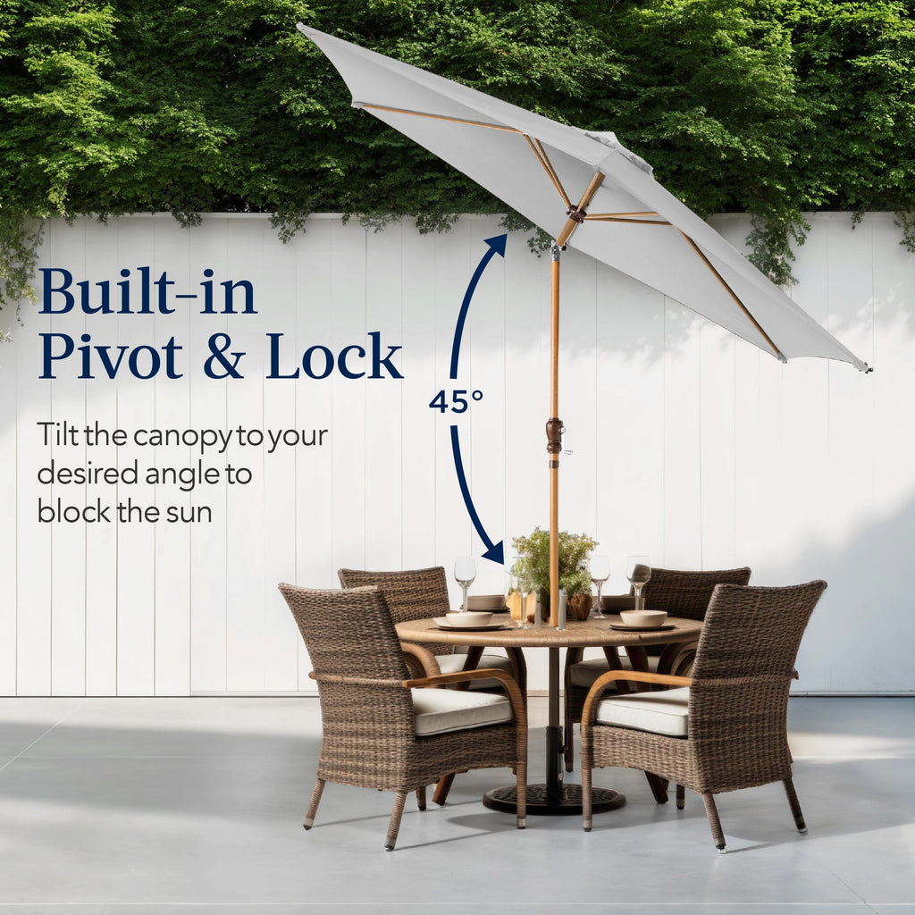 Outdoor Woodgrain Pattern Patio Umbrella Decoration w/ Tilt, Crank - 10ft