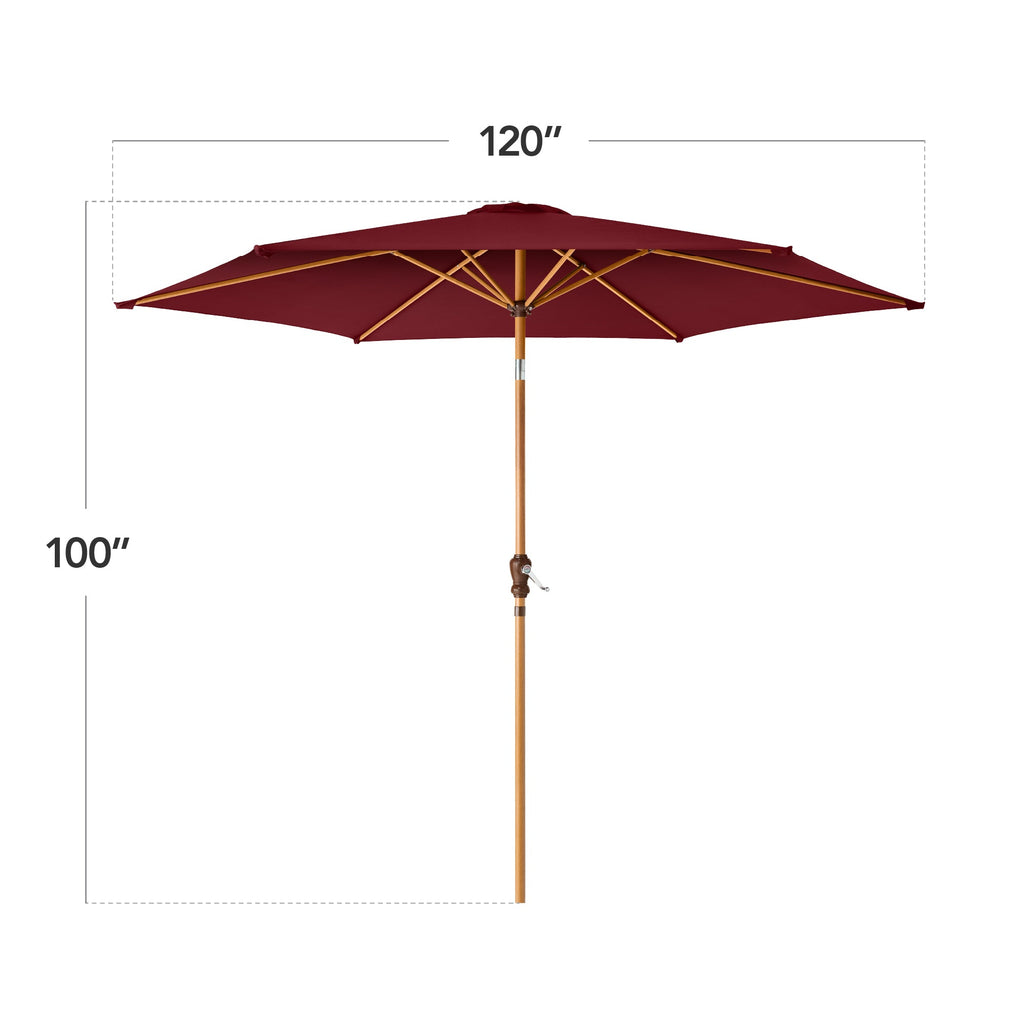 Outdoor Woodgrain Pattern Patio Umbrella Decoration w/ Tilt, Crank - 10ft