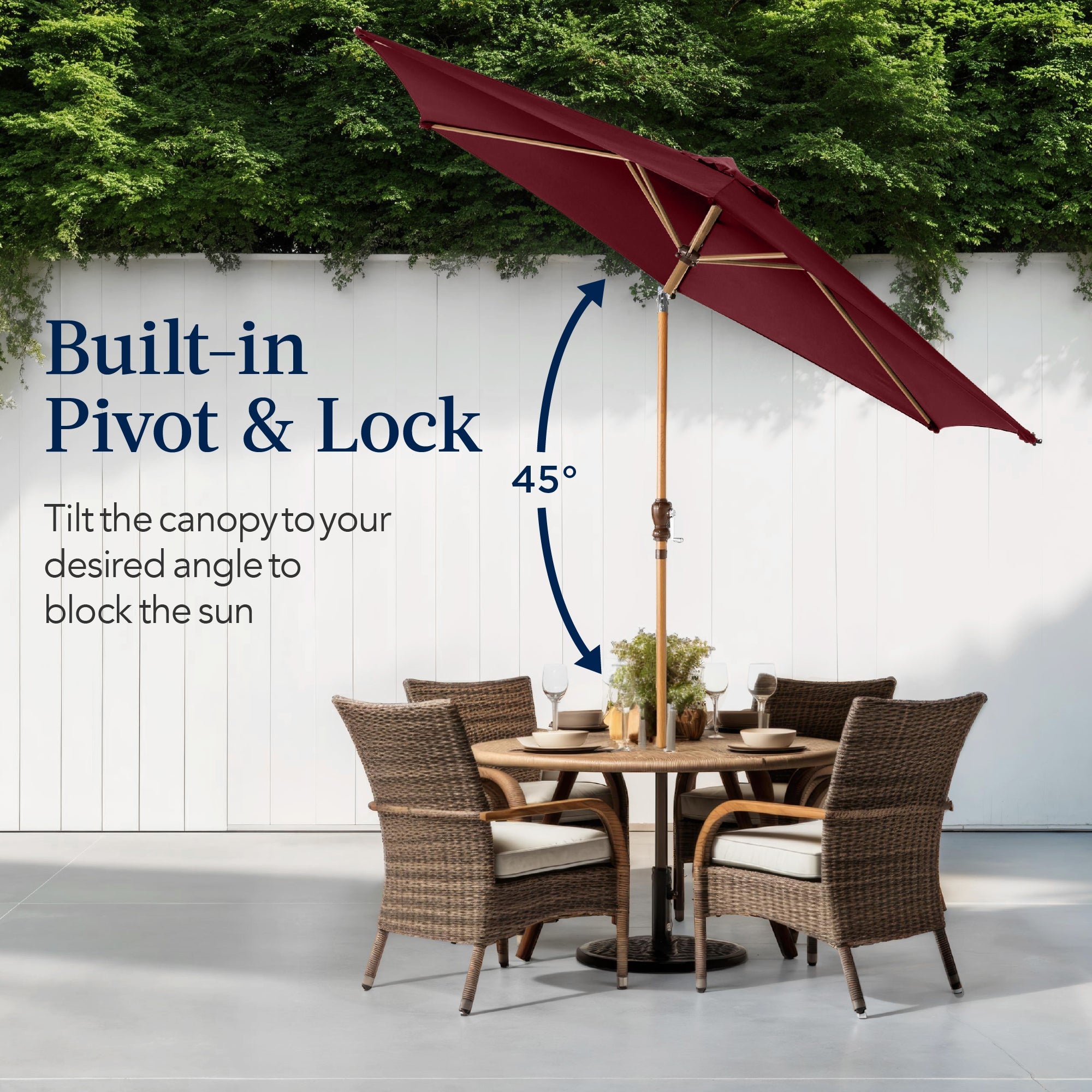 Outdoor Woodgrain Pattern Patio Umbrella Decoration w/ Tilt, Crank - 10ft