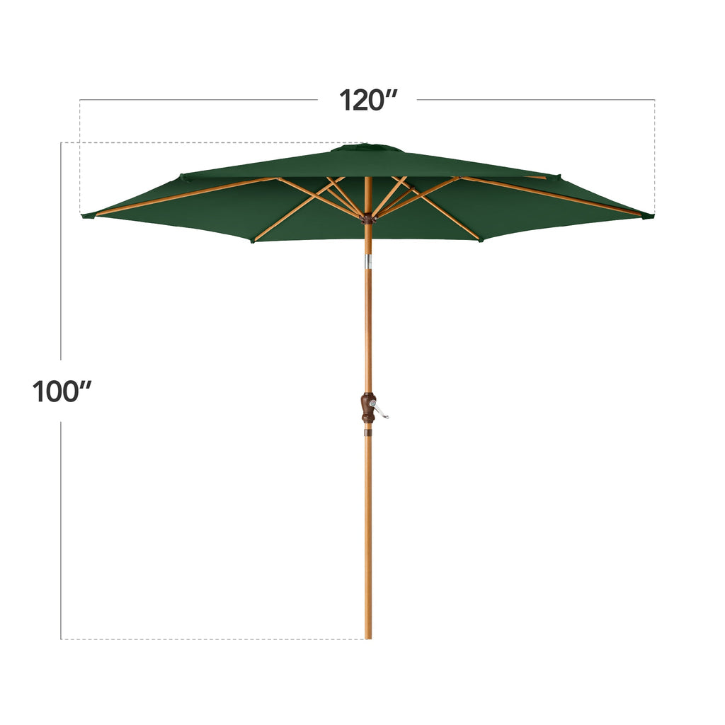 Outdoor Woodgrain Pattern Patio Umbrella Decoration w/ Tilt, Crank - 10ft