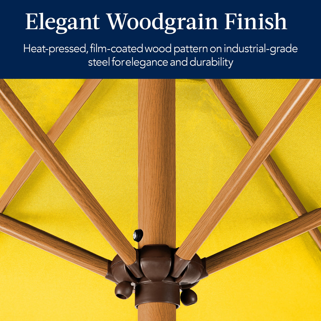 Outdoor Woodgrain Pattern Patio Umbrella Decoration w/ Tilt, Crank - 10ft