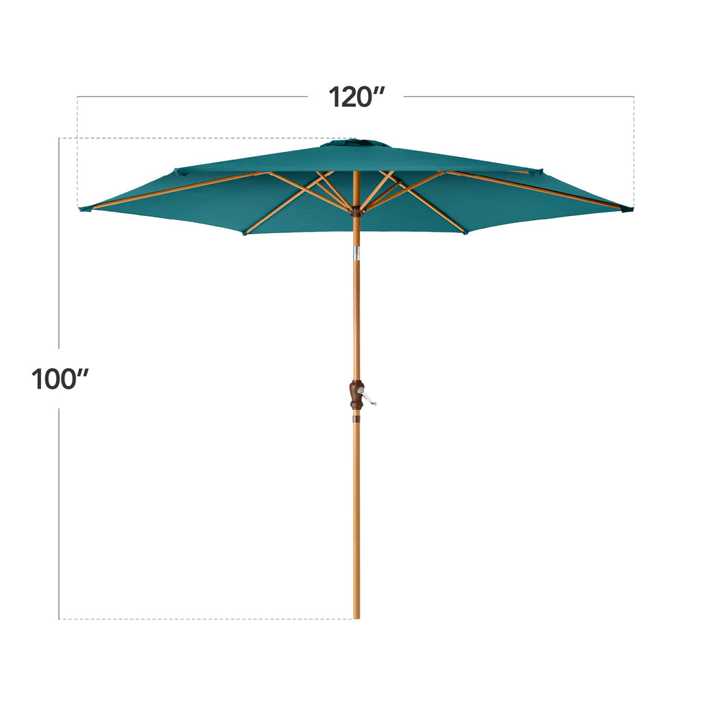 Outdoor Woodgrain Pattern Patio Umbrella Decoration w/ Tilt, Crank - 10ft