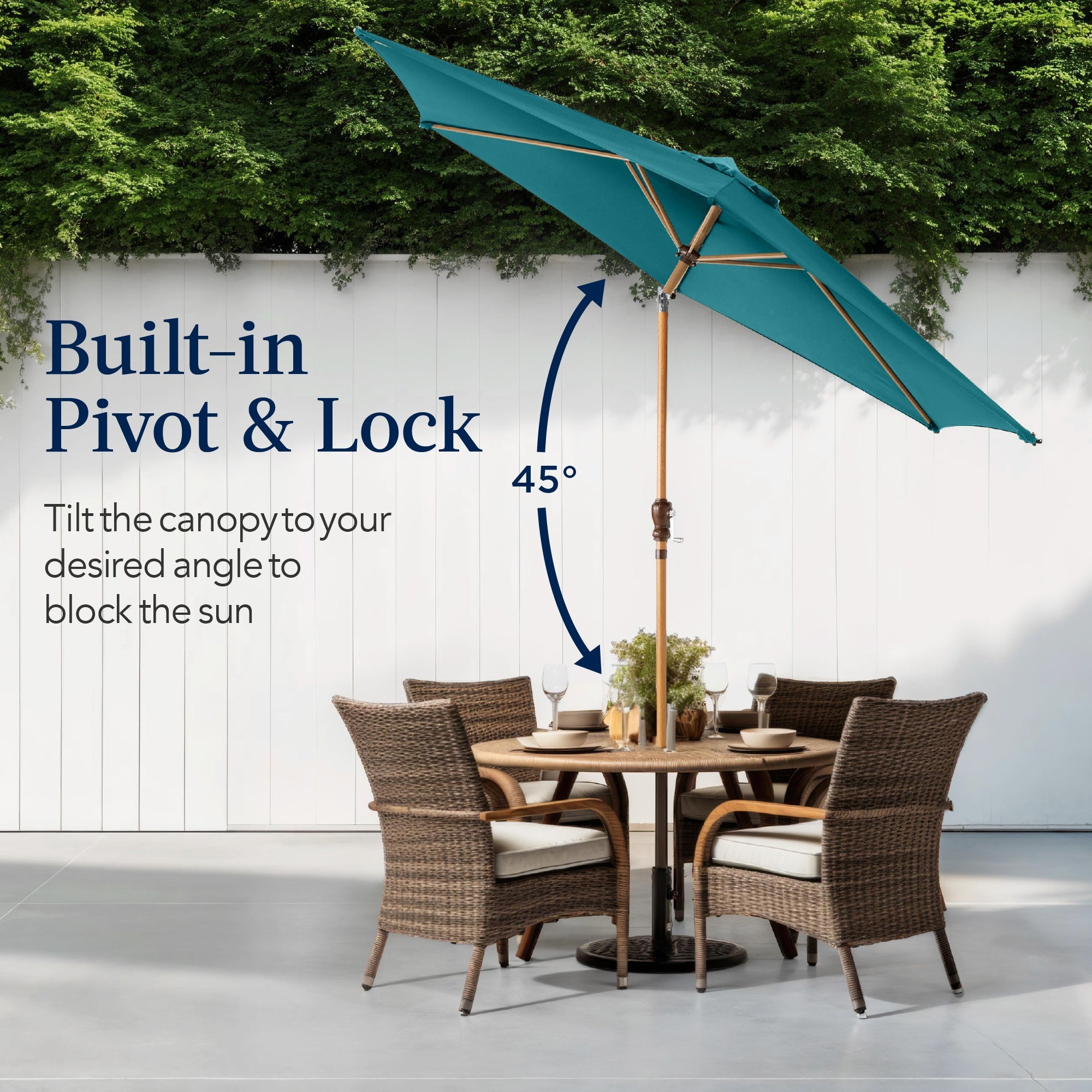 Outdoor Woodgrain Pattern Patio Umbrella Decoration w/ Tilt, Crank - 10ft