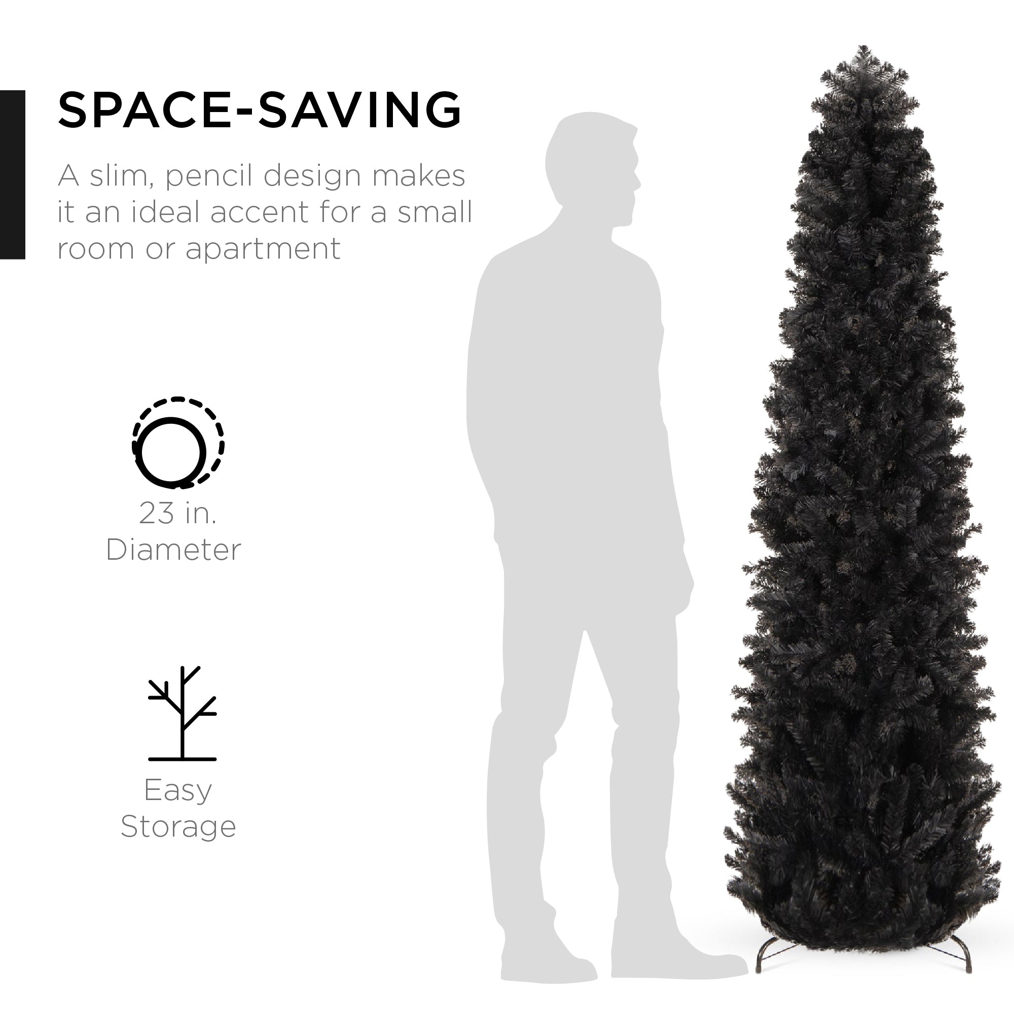Black Artificial Pencil Holiday Christmas Tree
