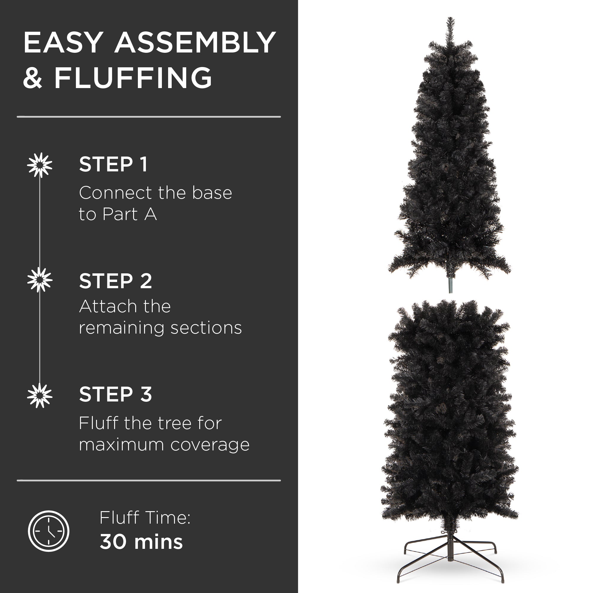Black Artificial Pencil Holiday Christmas Tree