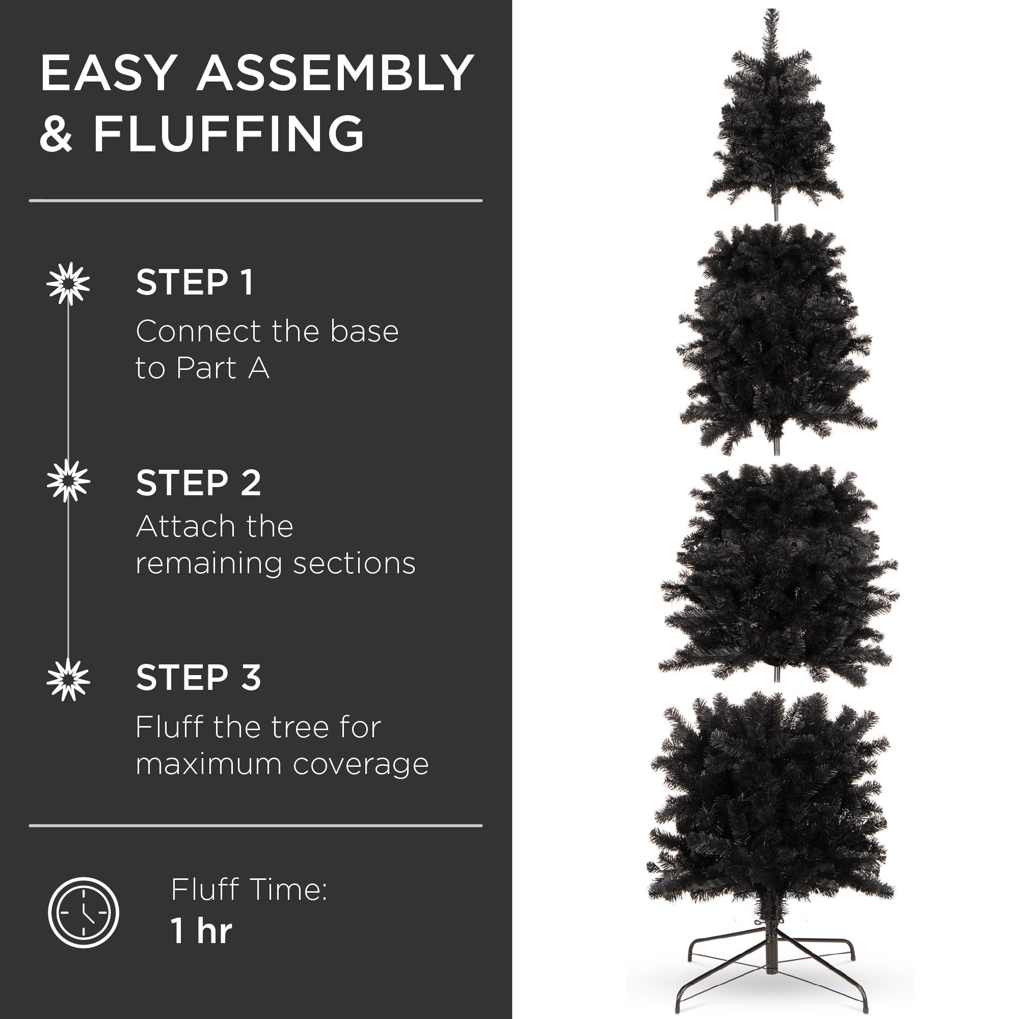 Black Artificial Pencil Holiday Christmas Tree