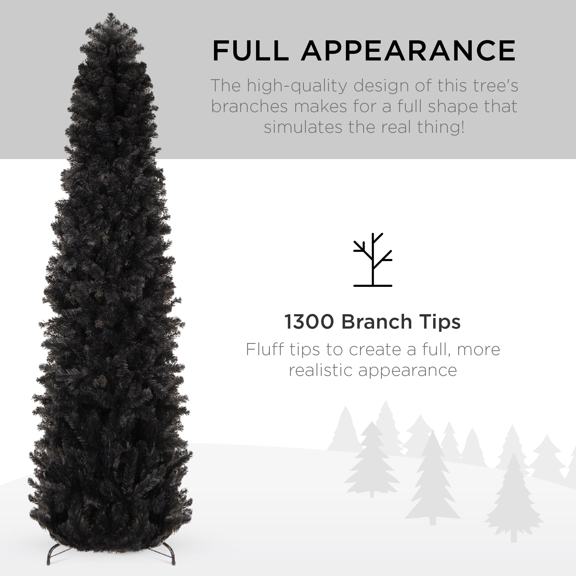 Black Artificial Pencil Holiday Christmas Tree