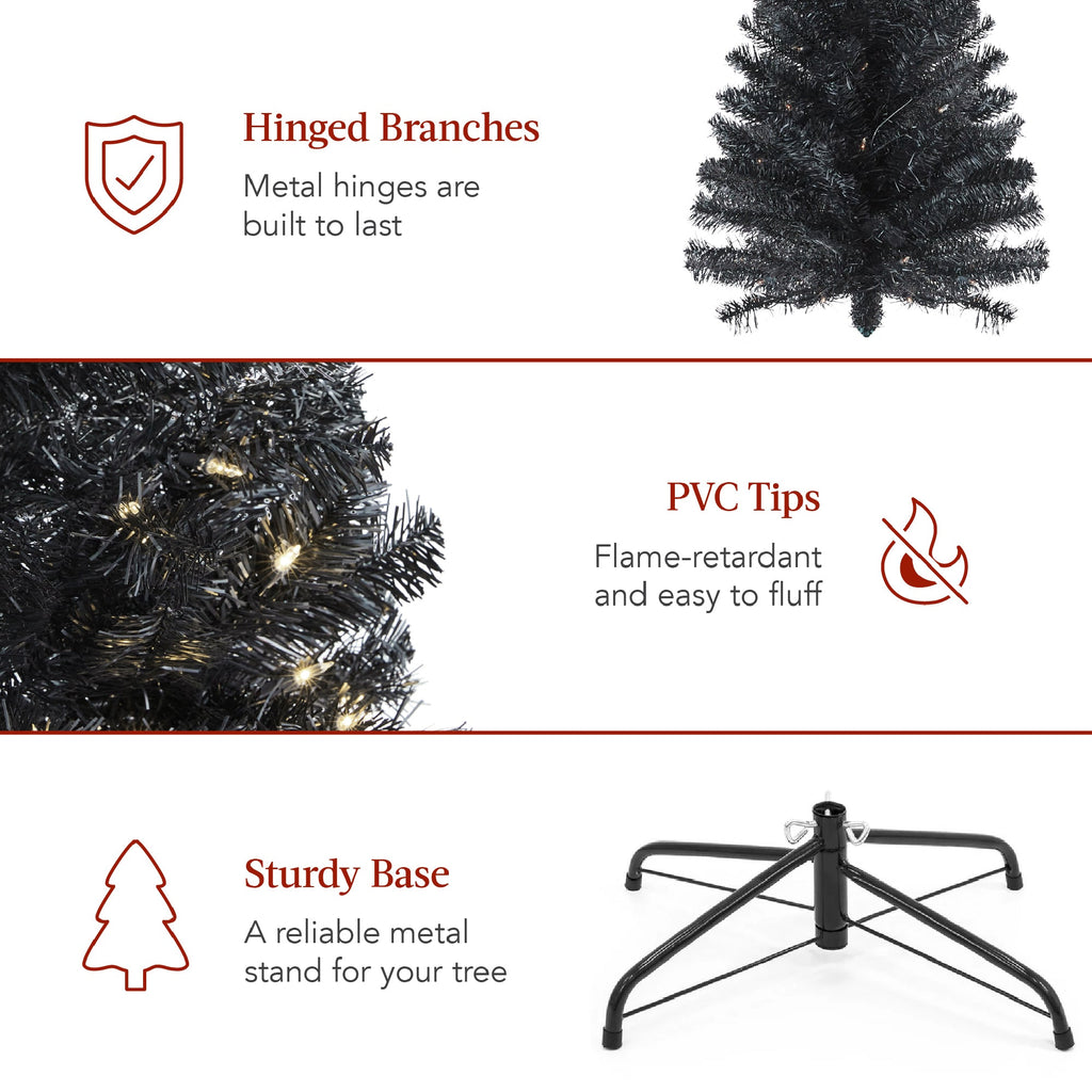 Pre-Lit Black Artificial Pencil Holiday Tree