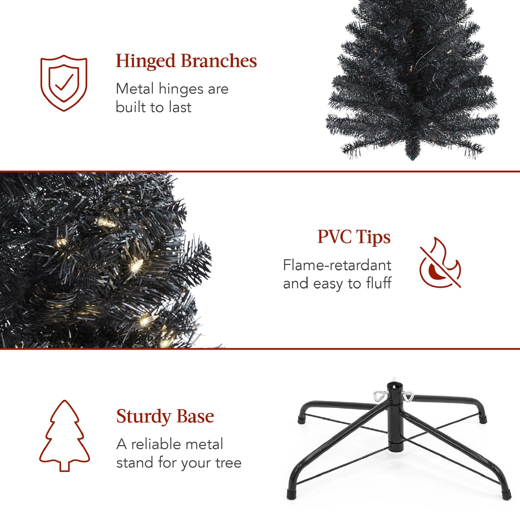 Pre-Lit Black Artificial Pencil Holiday Tree