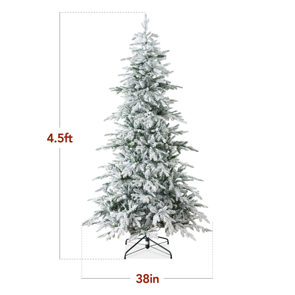 Pre-Lit Flocked Artificial Aspen Noble Fir Christmas Tree w/ Metal Stand