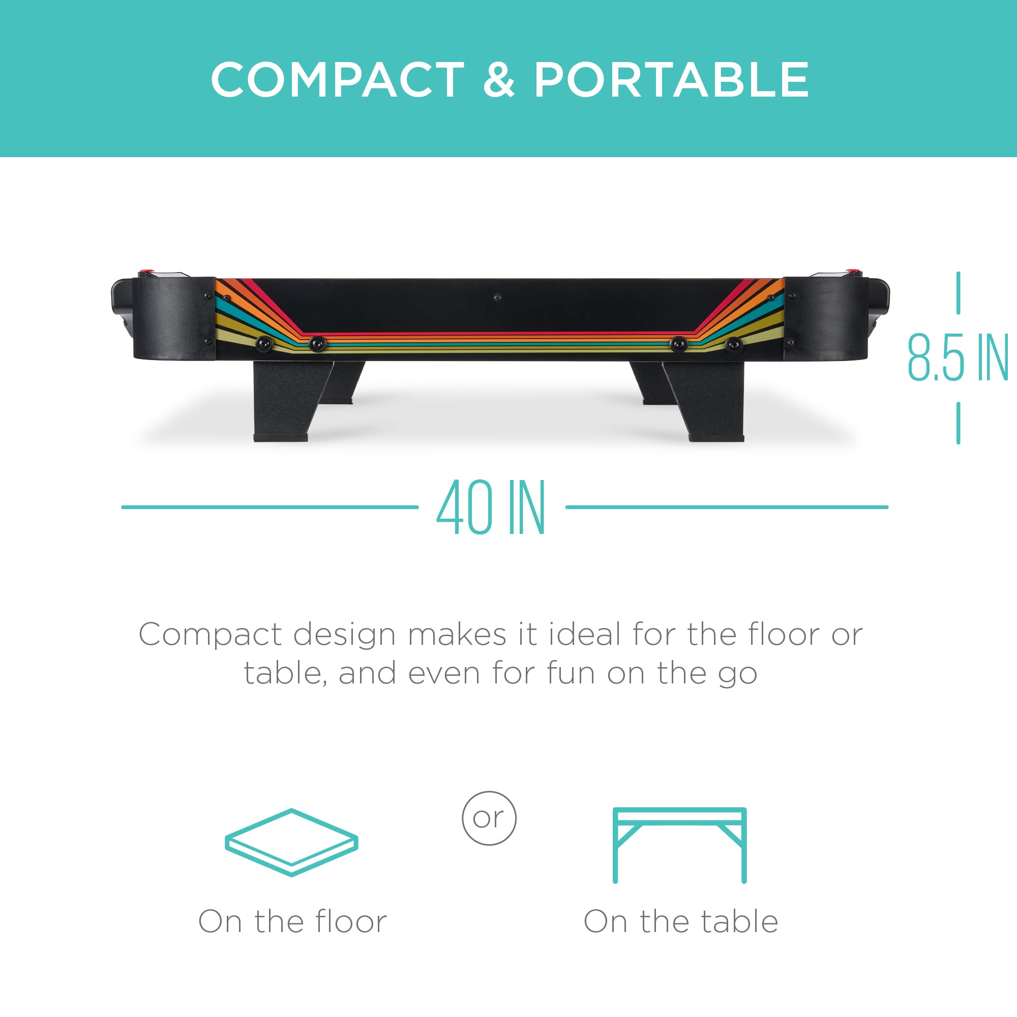 Tabletop Air Hockey Arcade Game Table w/ 2 Pucks, 2 Strikers - 40in
