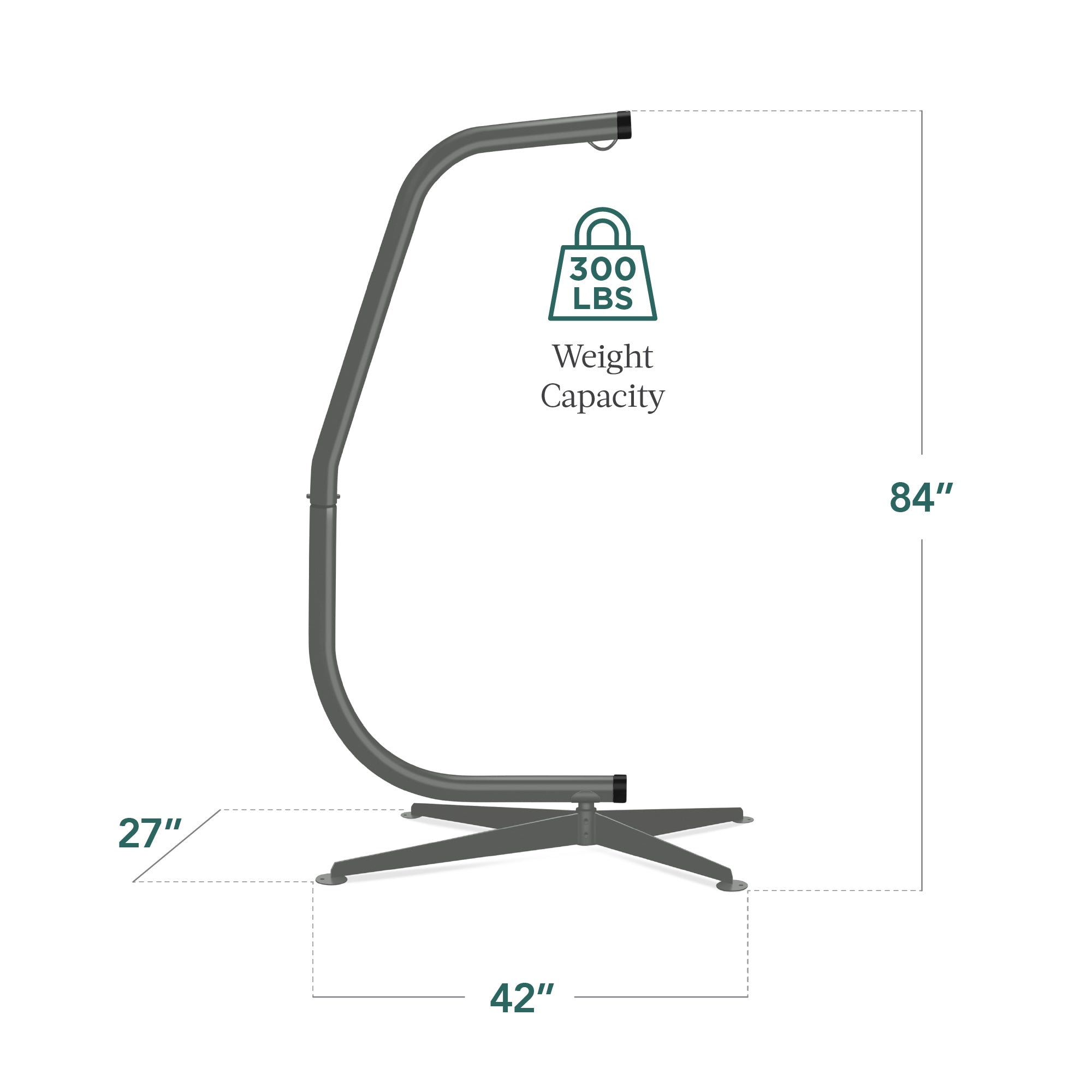 Curved Hanging Hammock C-Stand w/ All-Weather, Steel Frame - Stand Only