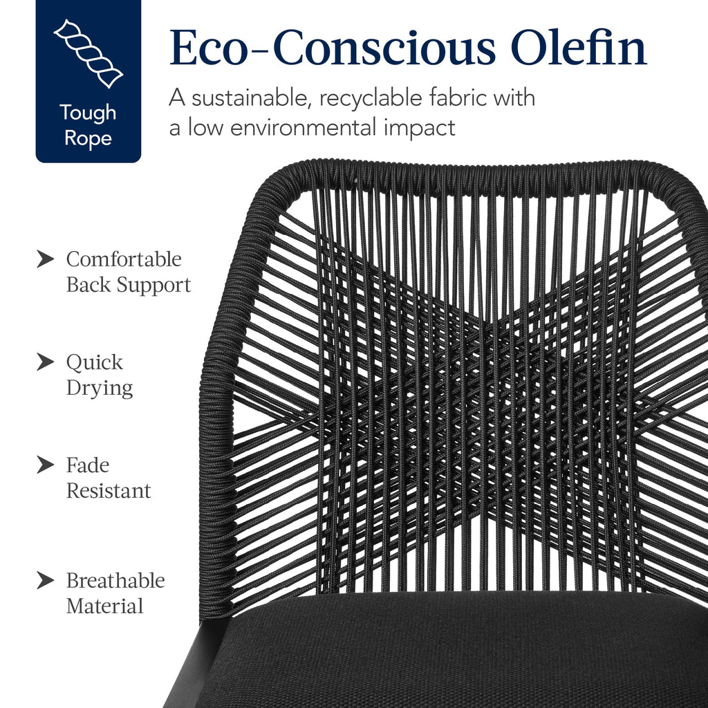 Set of 2 Indoor Outdoor Counter Height Bar Stools w/ All-Weather Rope