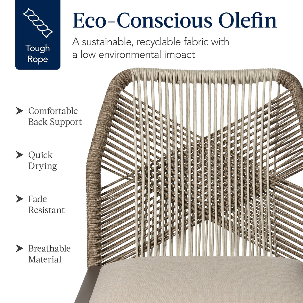 Set of 2 Indoor Outdoor Counter Height Bar Stools w/ All-Weather Rope