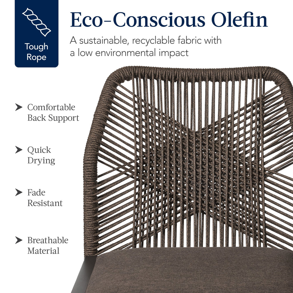 Set of 2 Indoor Outdoor Counter Height Bar Stools w/ All-Weather Rope