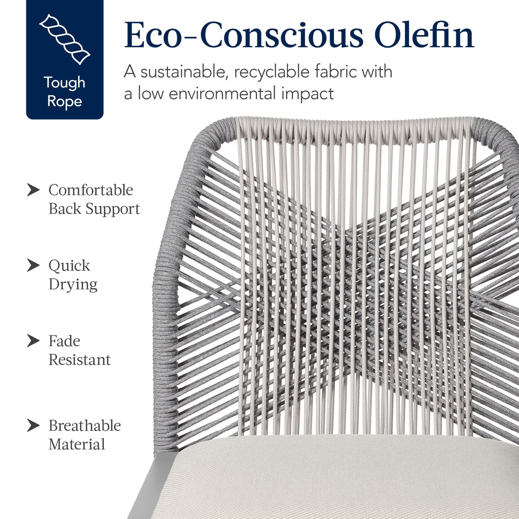 Set of 2 Indoor Outdoor Counter Height Bar Stools w/ All-Weather Rope