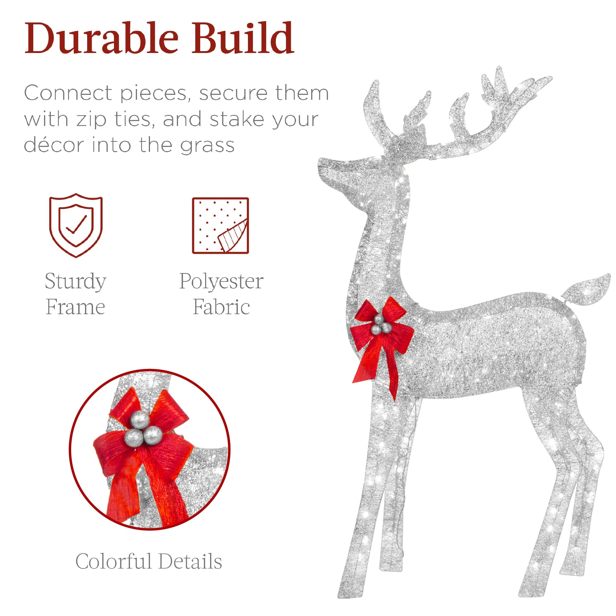 6.5ft 3-Piece Lighted Christmas Deer Set Outdoor Decor with LED Lights