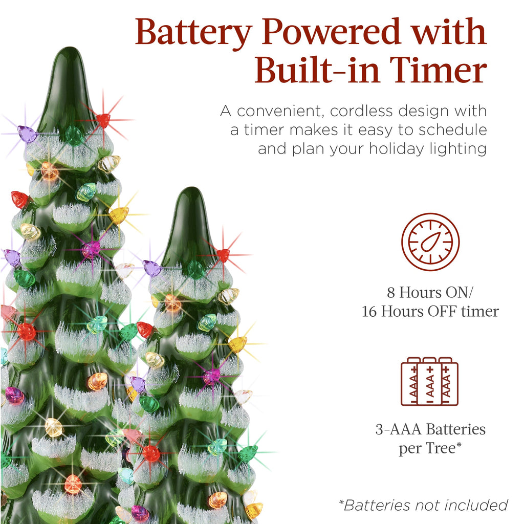 Set of 3 Pre-Lit Ceramic Tabletop Christmas Trees