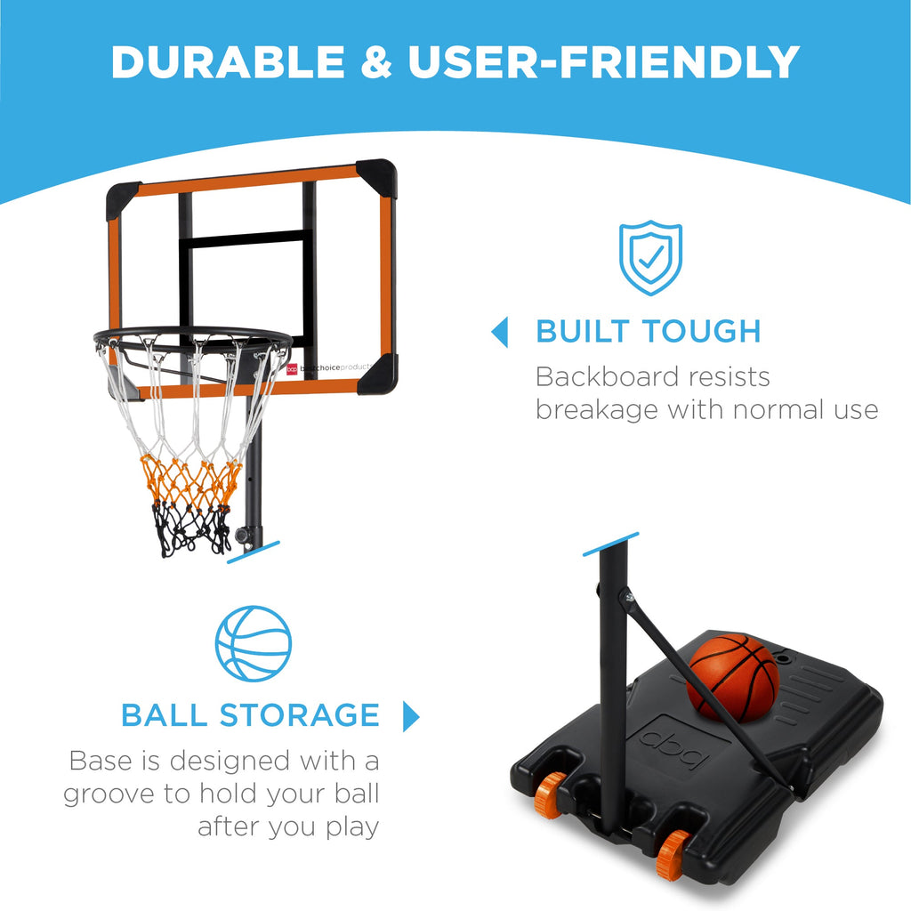 Kids Height-Adjustable Basketball Hoop, Square Backboard w/ 2 Wheels