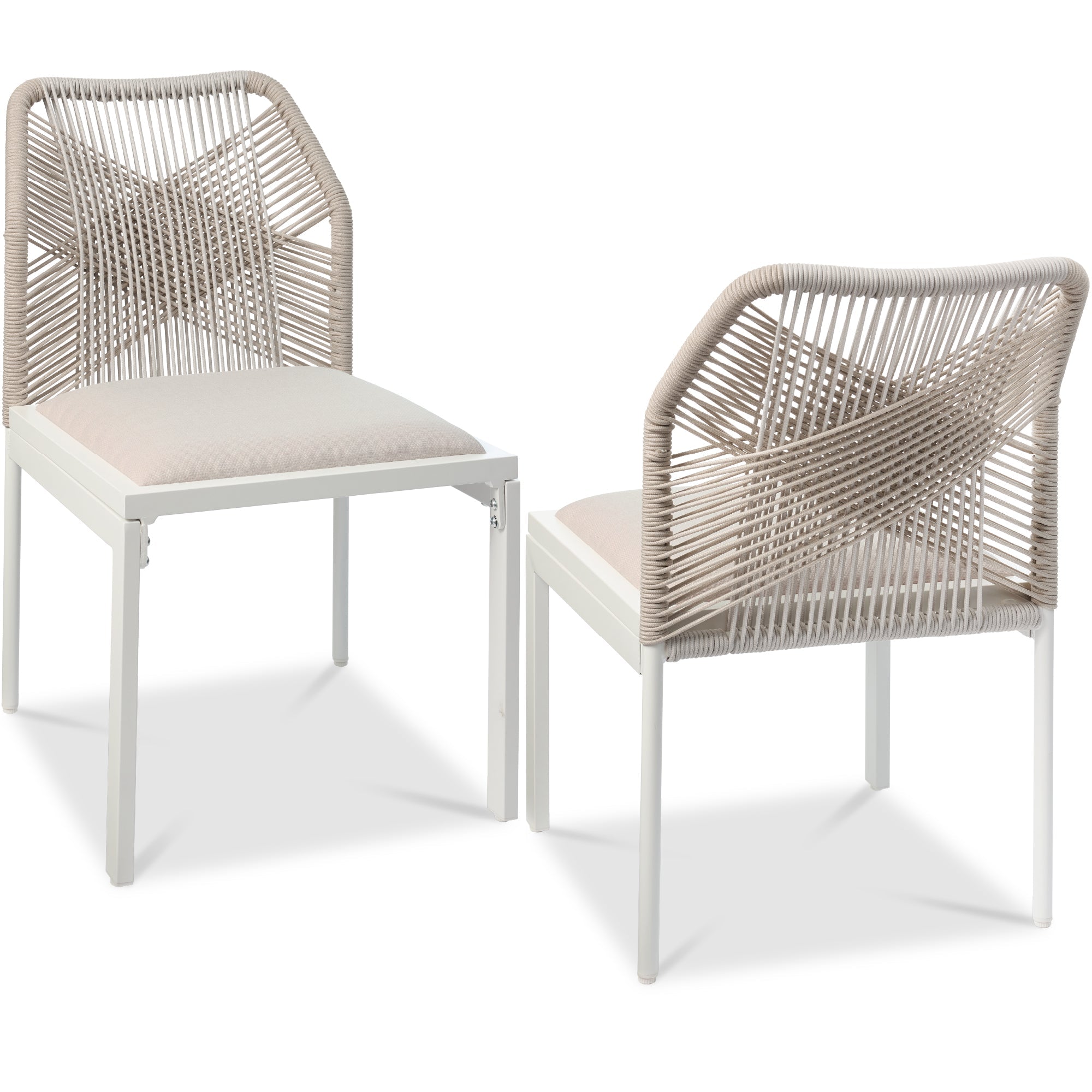 Set of 2 Indoor/Outdoor Aluminum Side Dining Chairs w/ All-Weather Rope