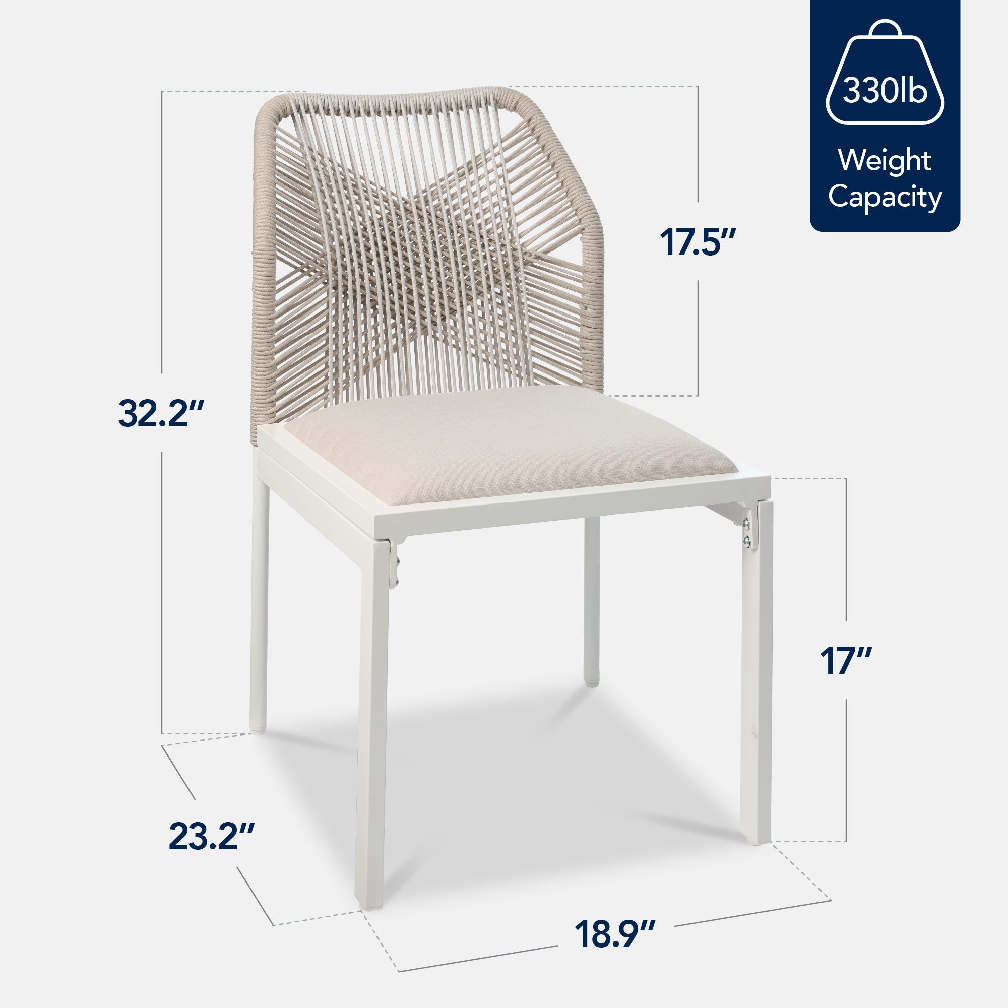 Set of 2 Indoor/Outdoor Aluminum Side Dining Chairs w/ All-Weather Rope