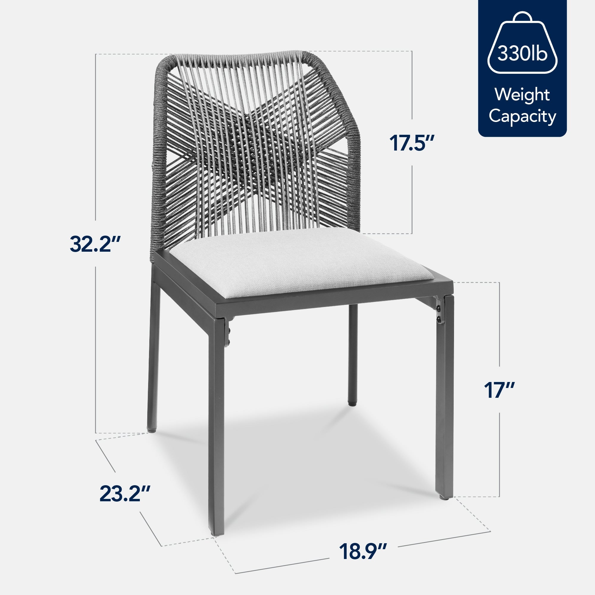 Set of 2 Indoor/Outdoor Aluminum Side Dining Chairs w/ All-Weather Rope