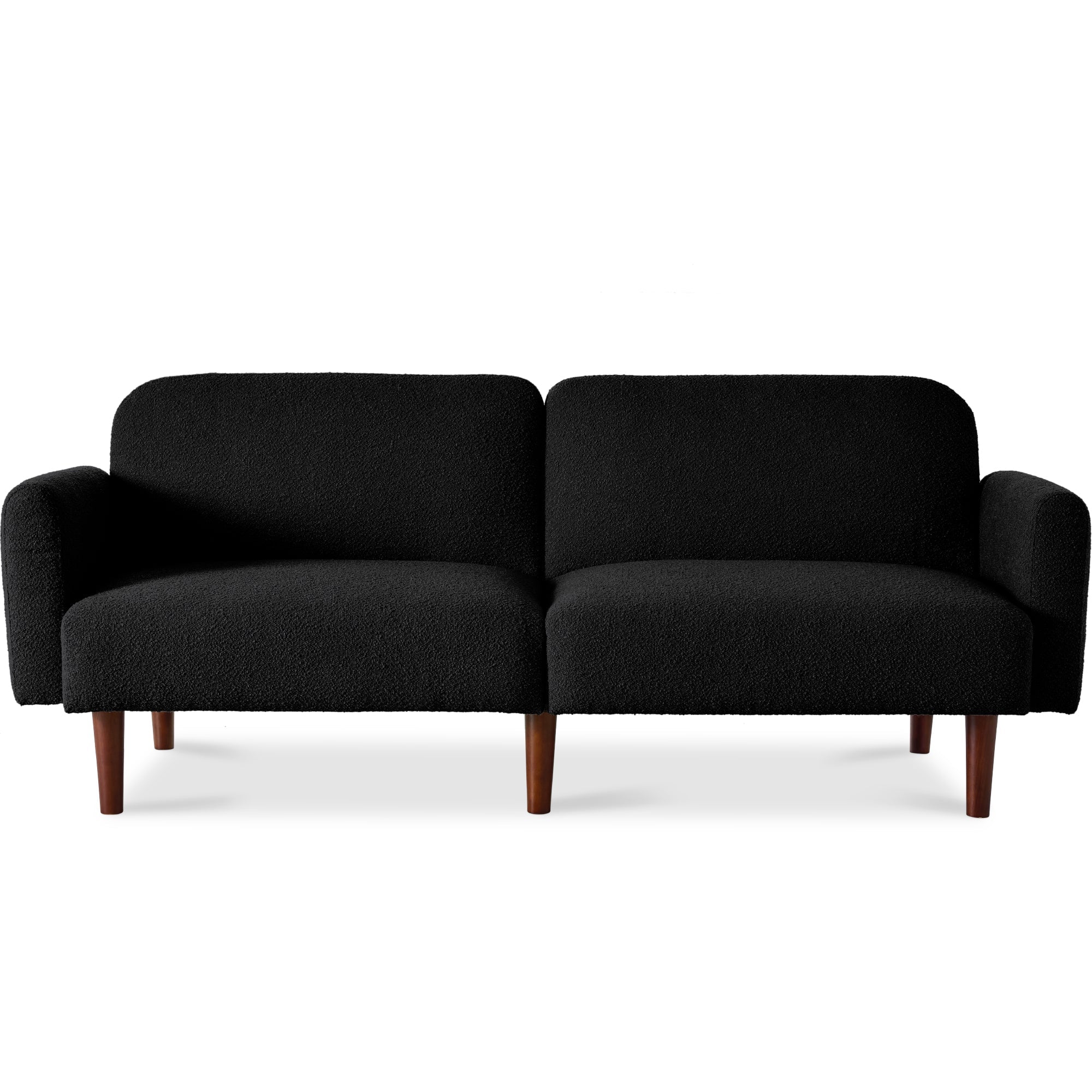 Curved Convertible Futon, Boucle Fabric Split-Back Sleeper Bed