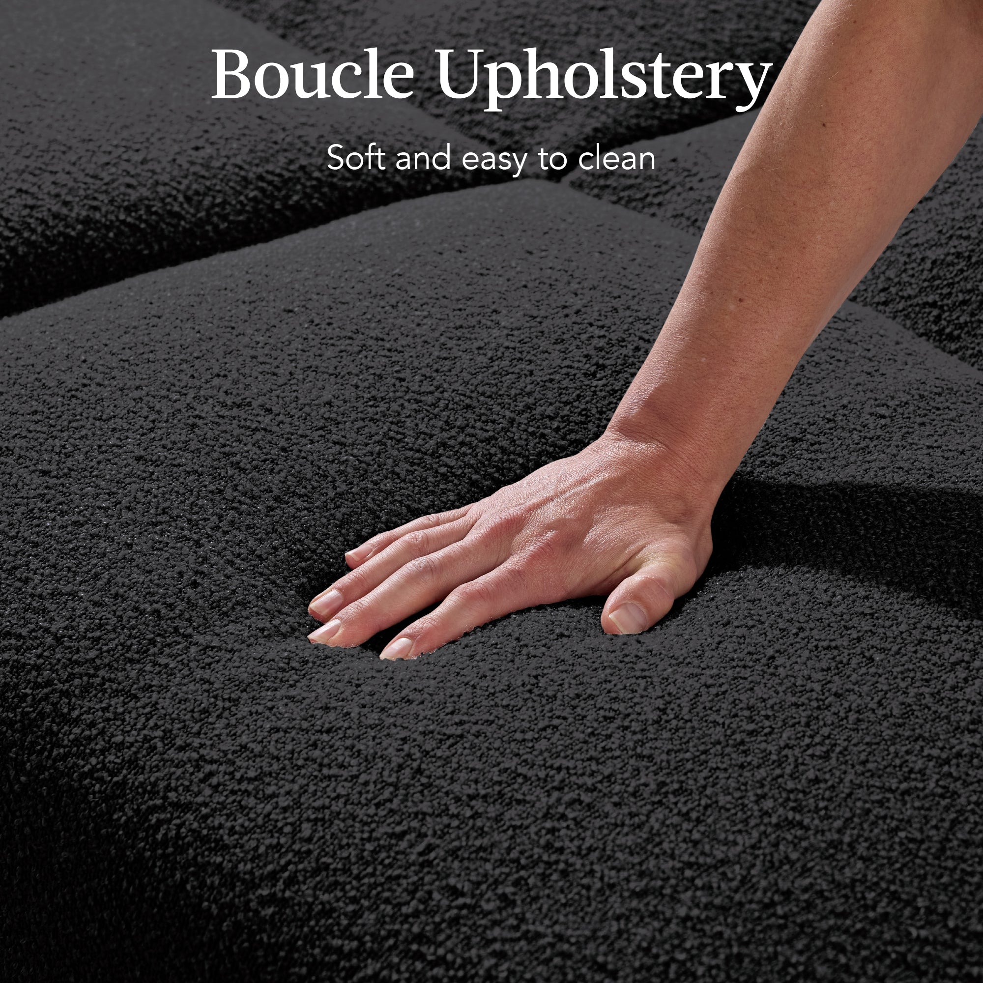 Curved Convertible Futon, Boucle Fabric Split-Back Sleeper Bed