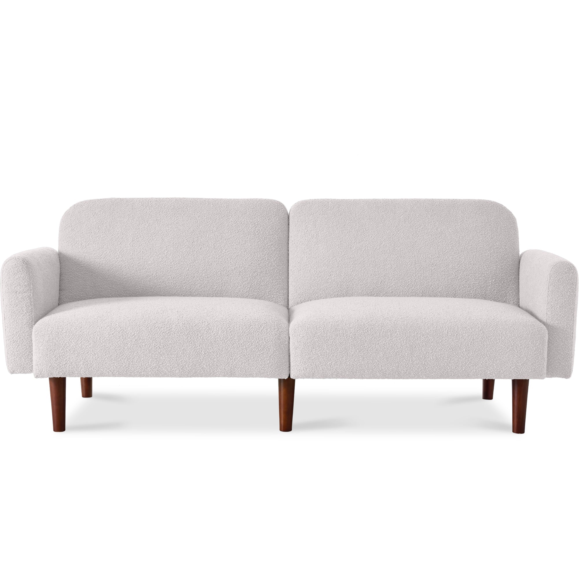 Curved Convertible Futon, Boucle Fabric Split-Back Sleeper Bed