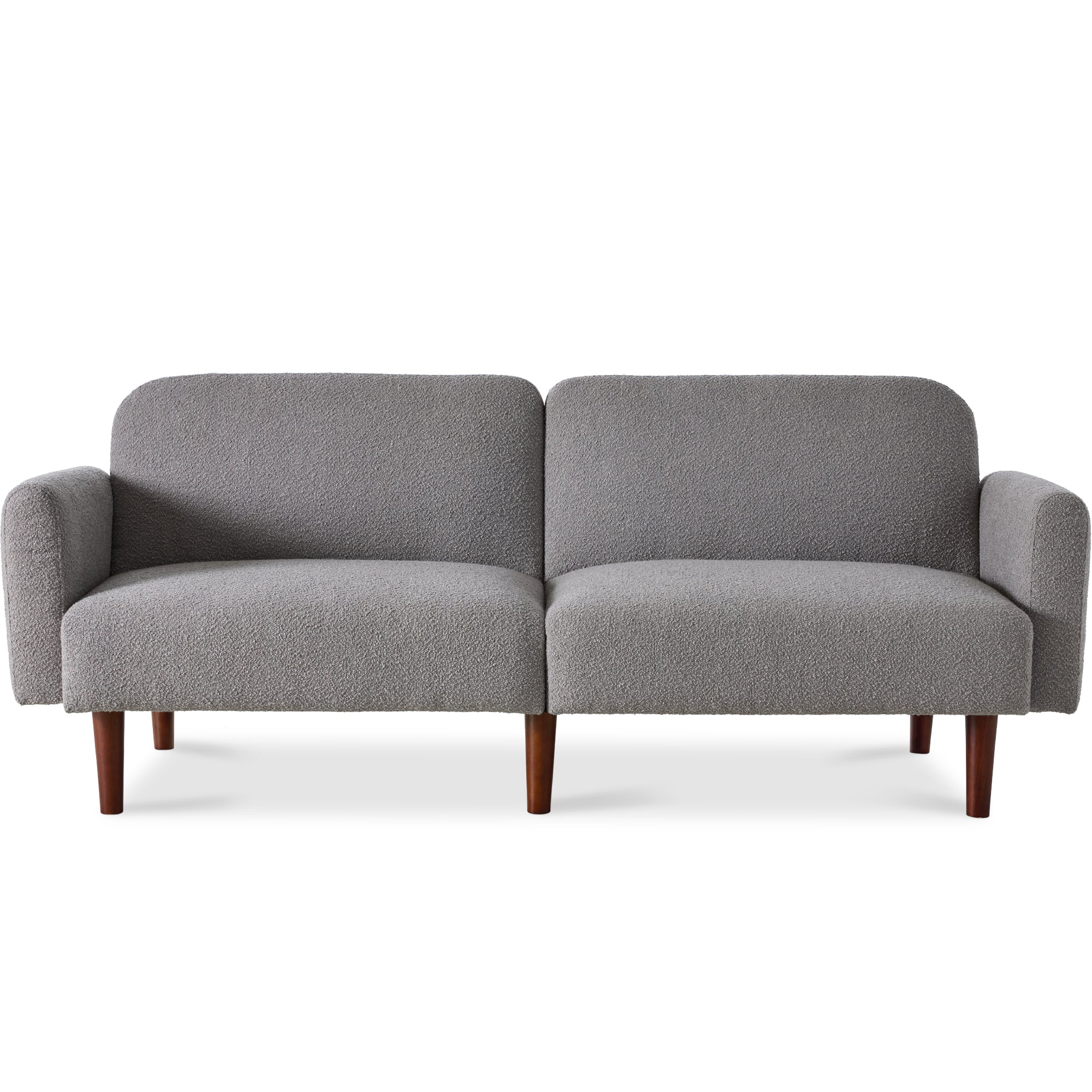 Curved Convertible Futon, Boucle Fabric Split-Back Sleeper Bed