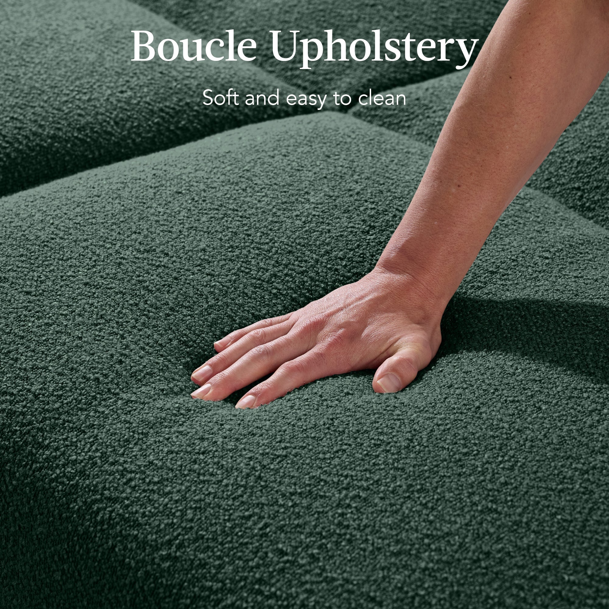 Curved Convertible Futon, Boucle Fabric Split-Back Sleeper Bed