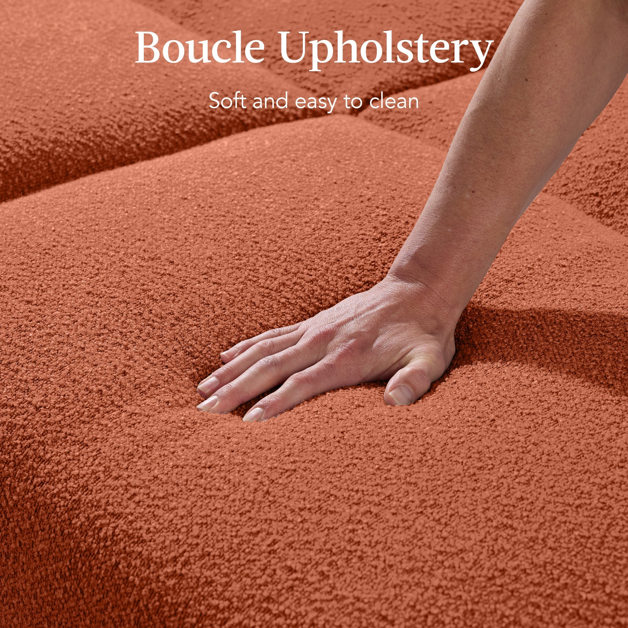 Curved Convertible Futon, Boucle Fabric Split-Back Sleeper Bed