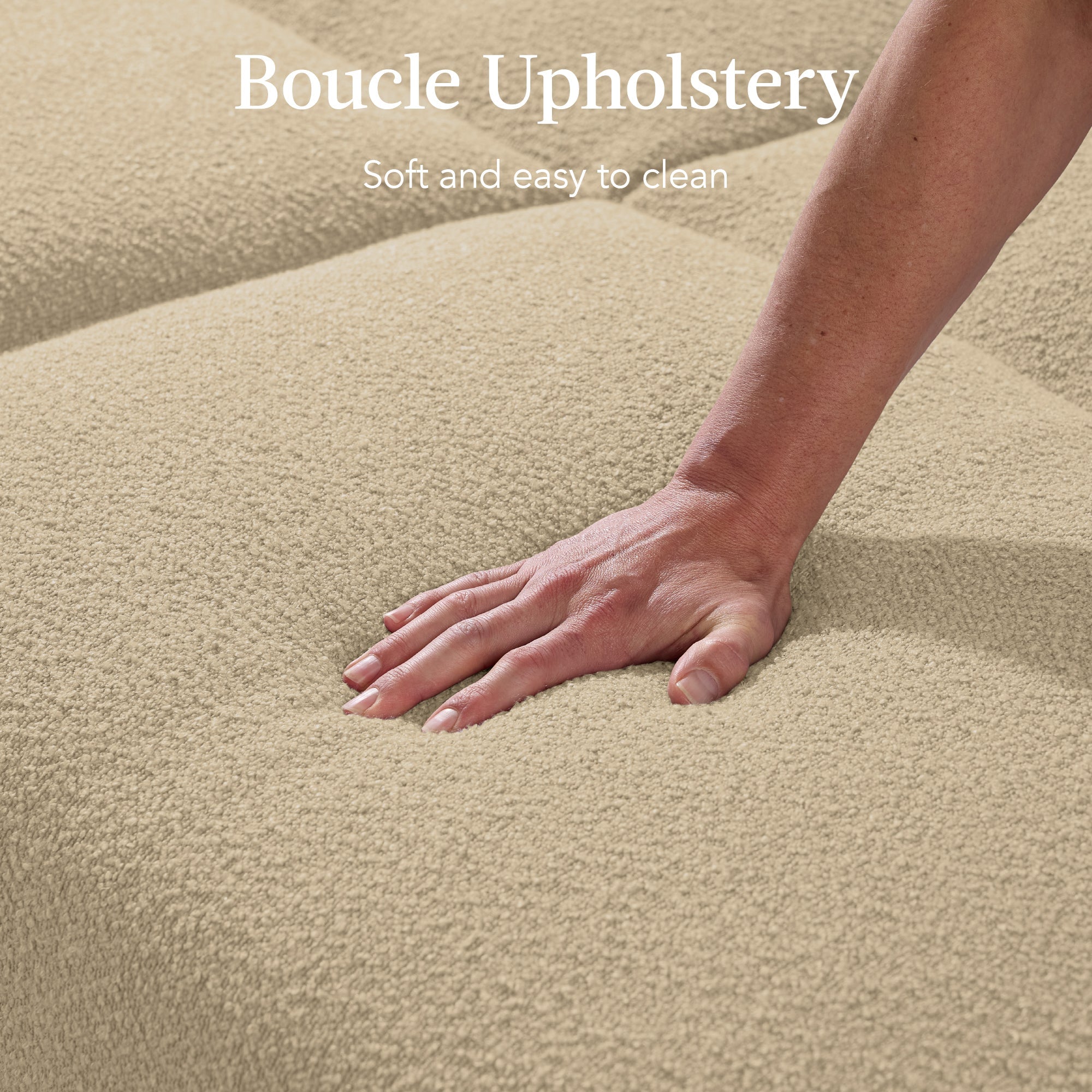 Curved Convertible Futon, Boucle Fabric Split-Back Sleeper Bed