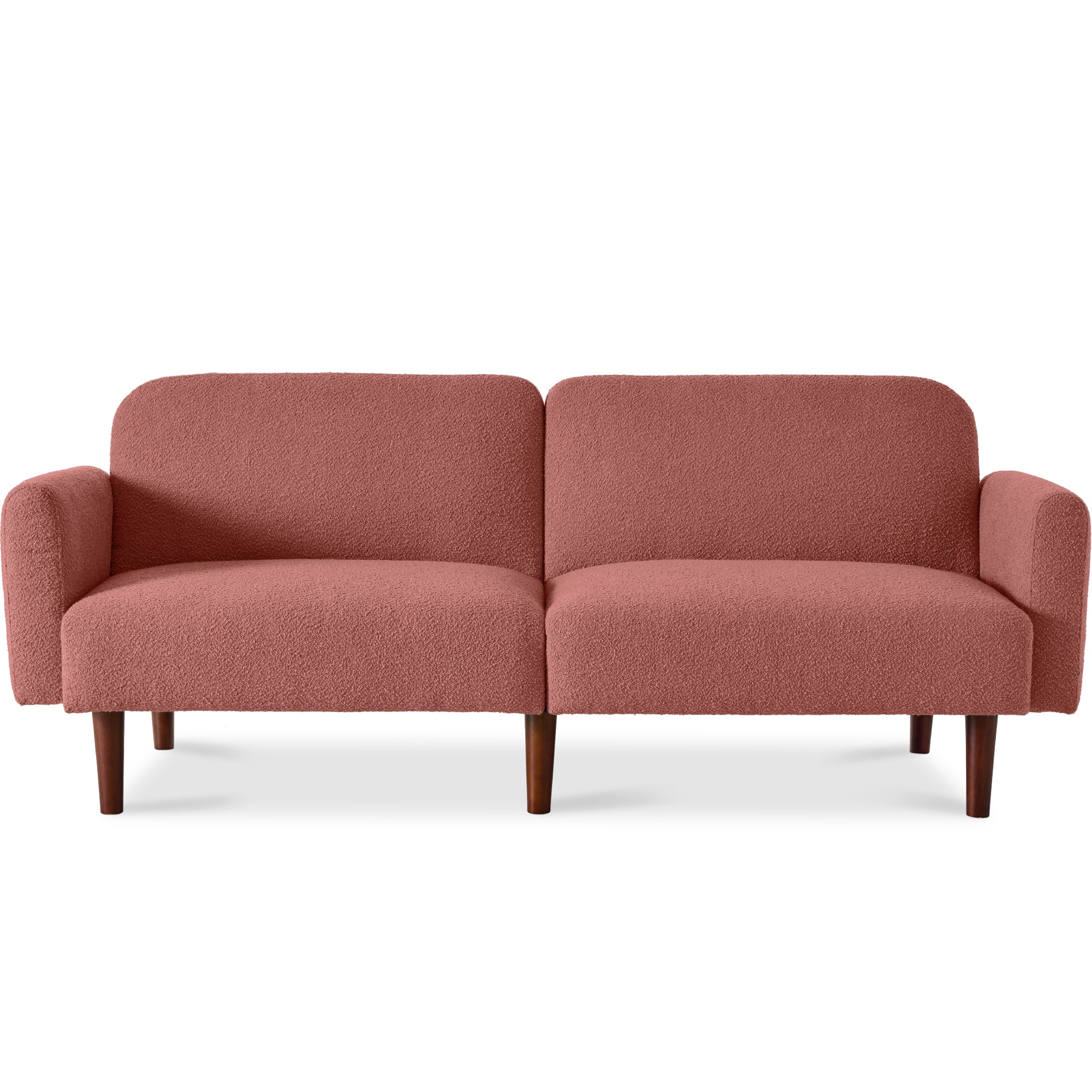 Curved Convertible Futon, Boucle Fabric Split-Back Sleeper Bed