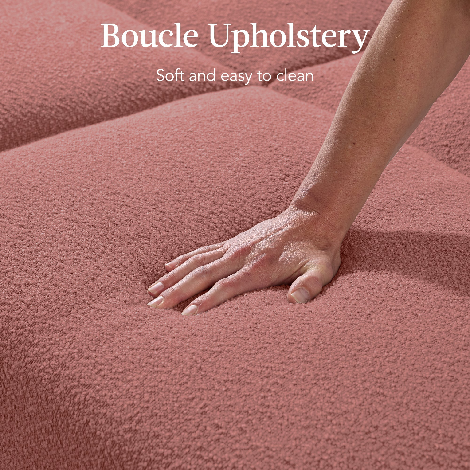 Curved Convertible Futon, Boucle Fabric Split-Back Sleeper Bed