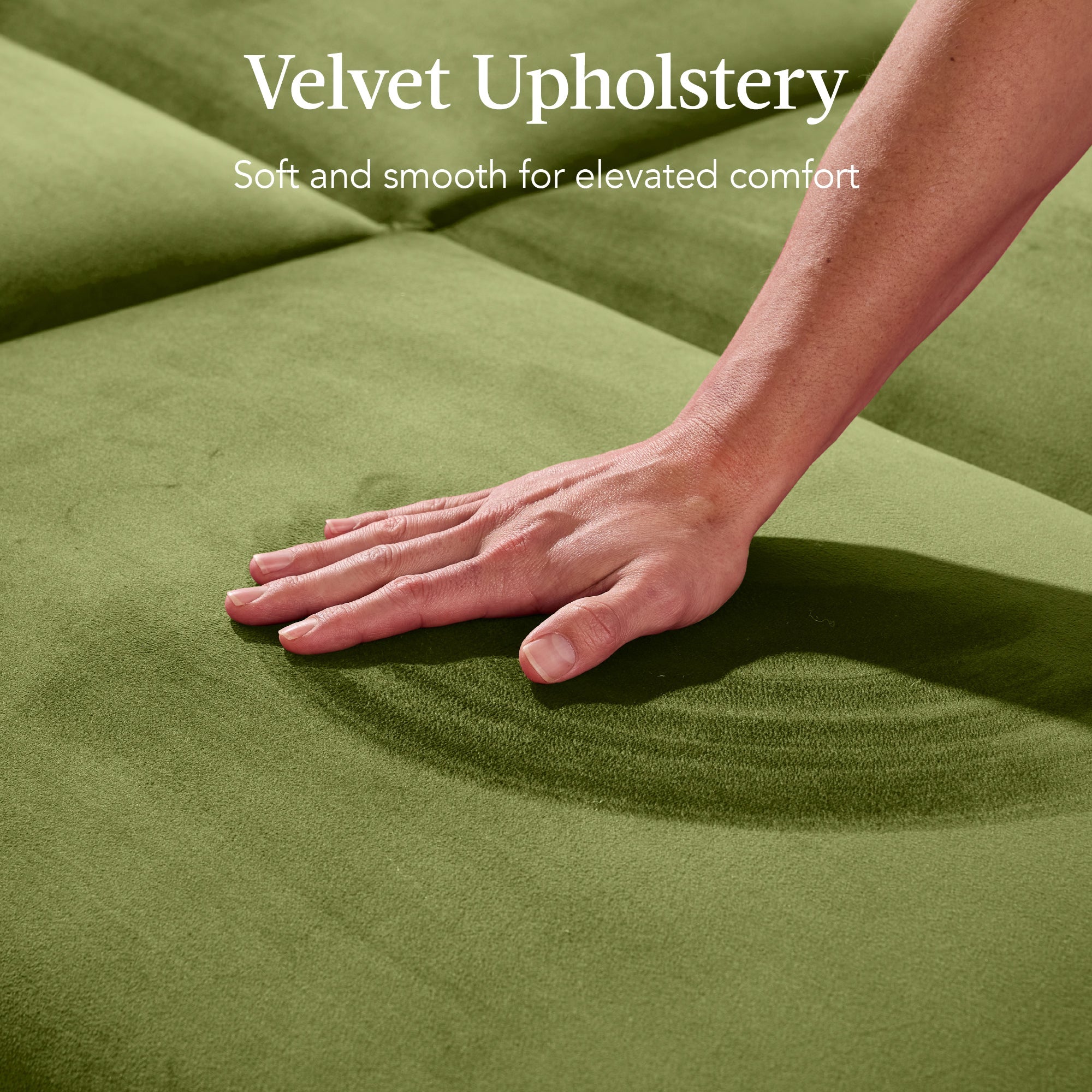 Curved Convertible Futon, Velvet Fabric Split-Back Sleeper Bed