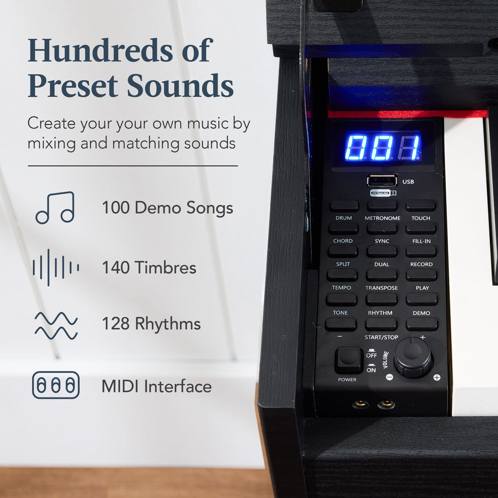 Modern 88 Key Fully Weighted Desk Style Digital Piano w/ Metal Legs