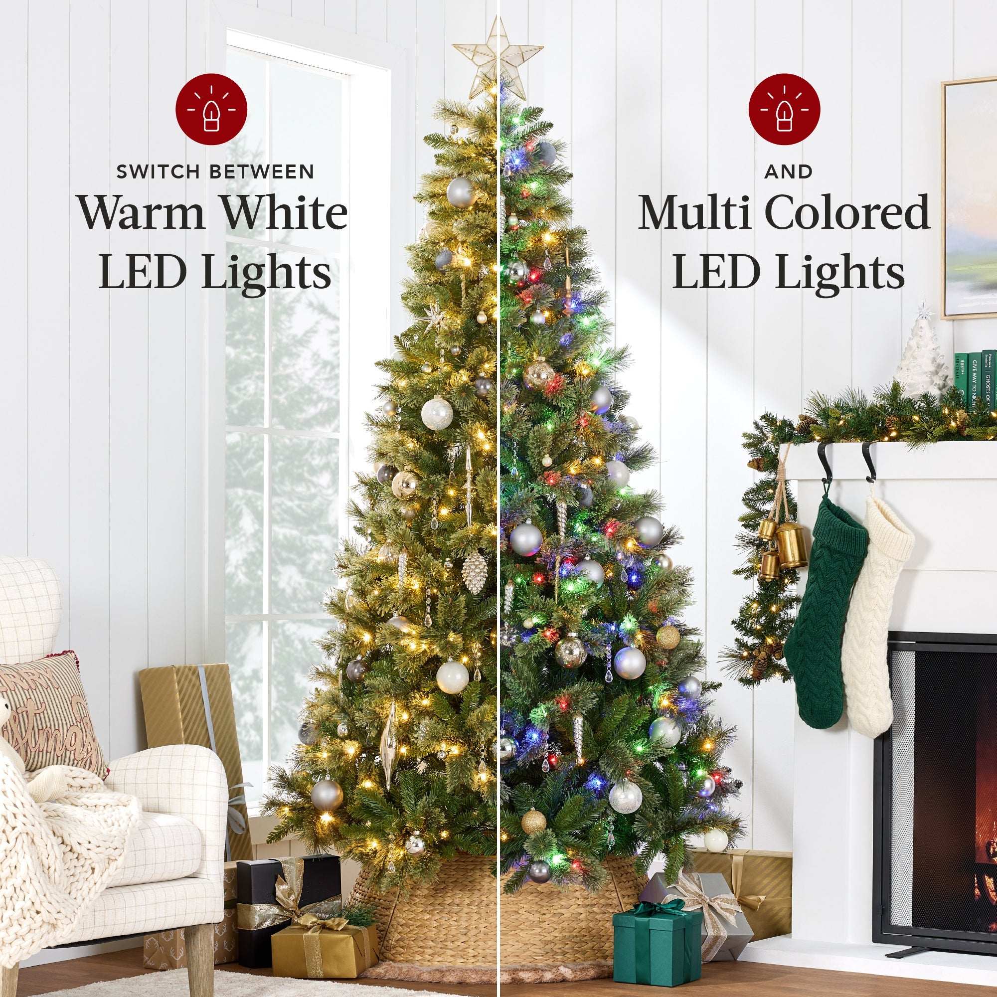 Pre-Lit Premium Cashmere Christmas Tree w/ Cordless Connection, LED Lights