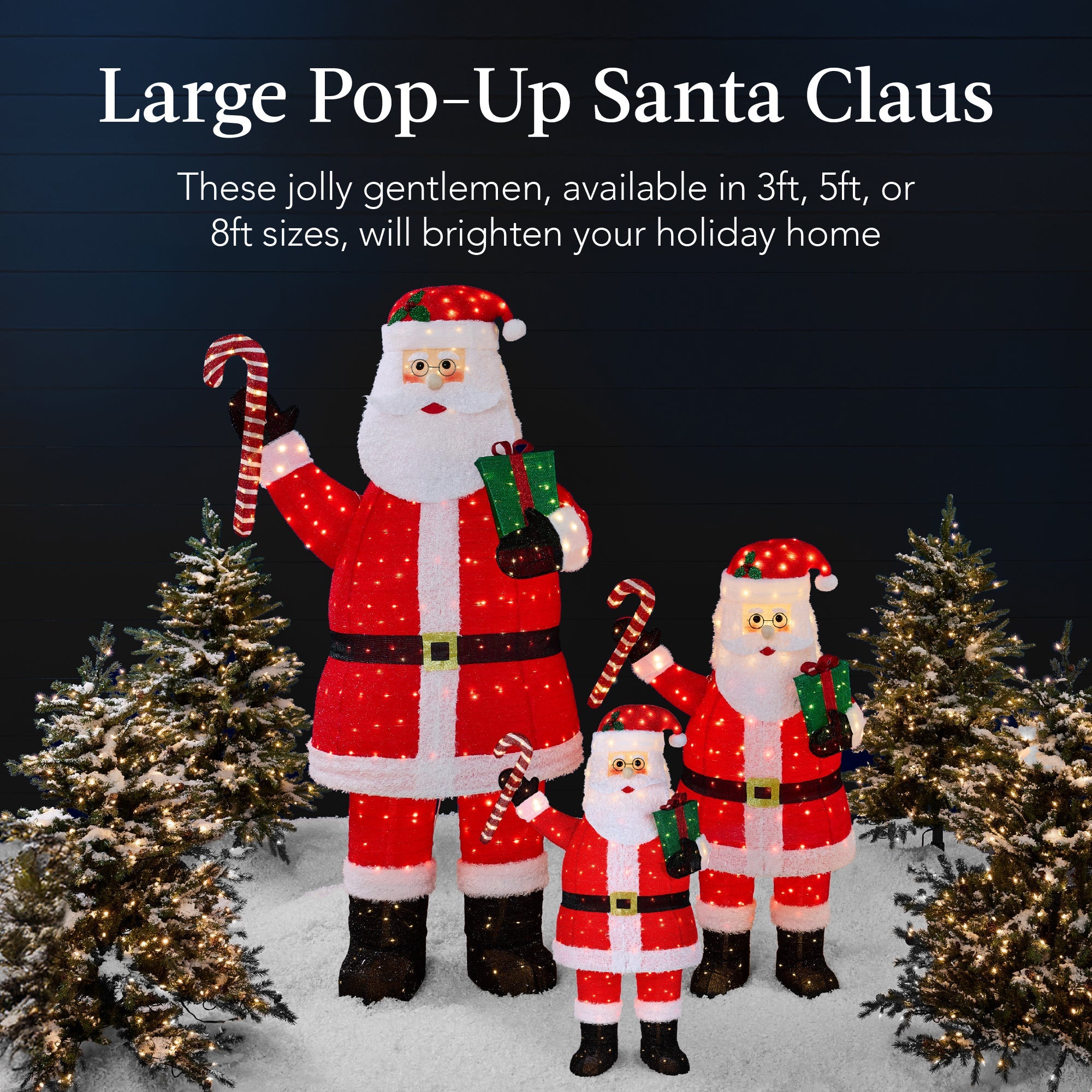 Lighted Pop-Up Santa Claus Outdoor Christmas Decoration w/ LED Lights