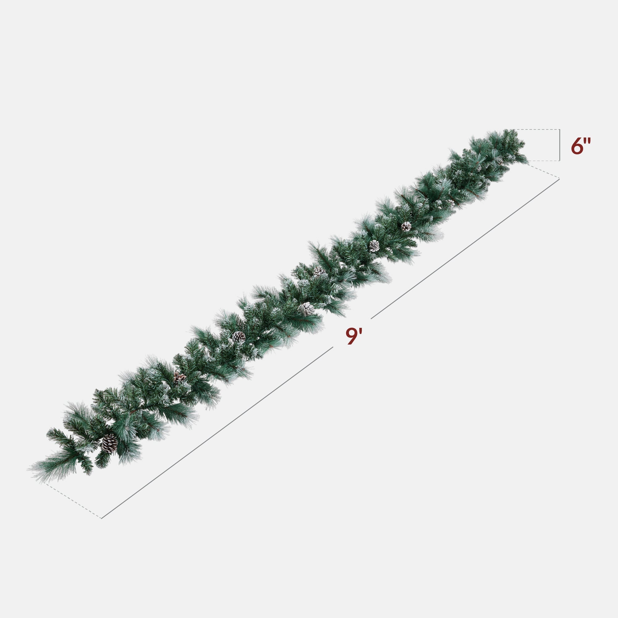 9ft Pre-Lit Christmas Garland w/ 50 Lights, Pine Cones, Berries
