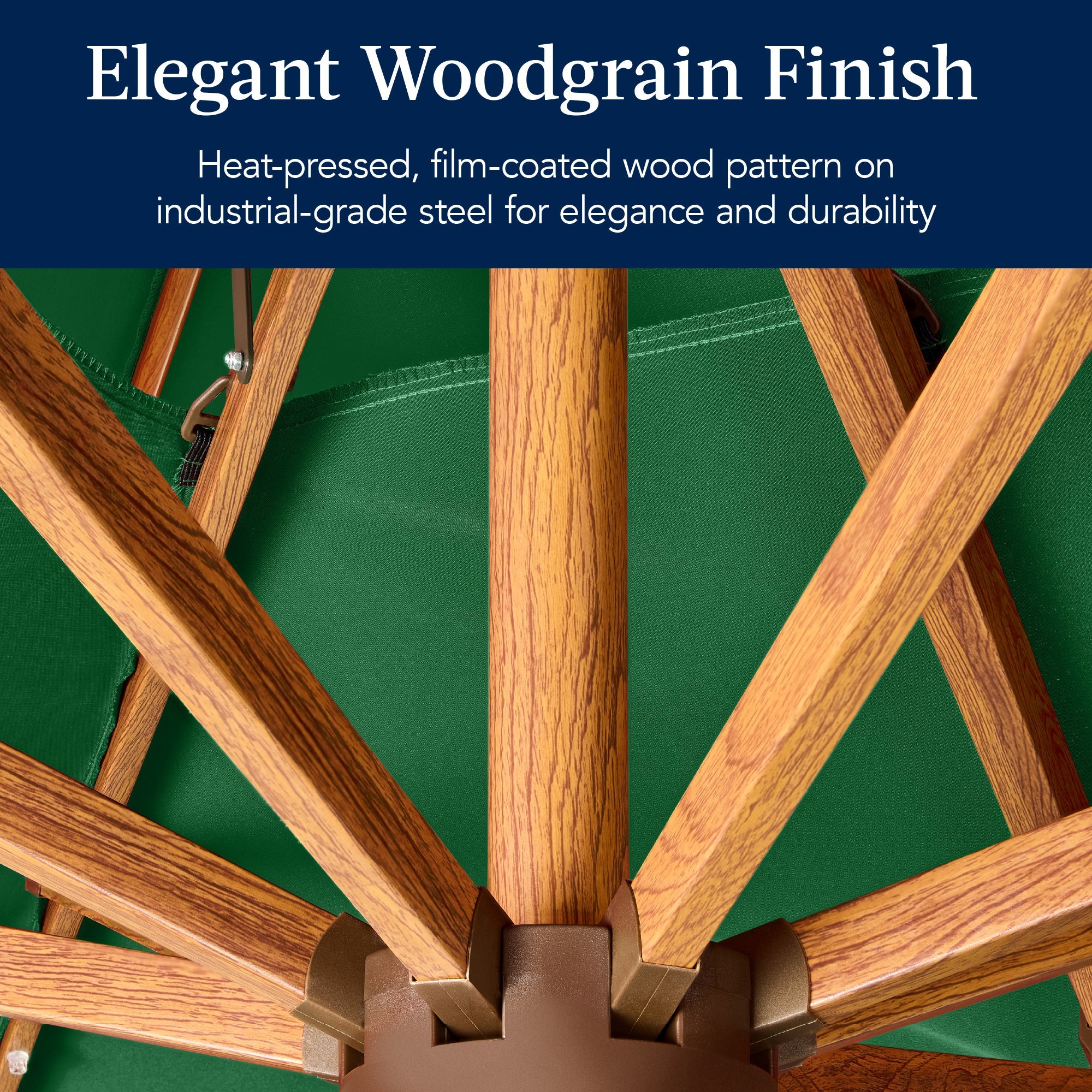 Woodgrain Pattern 2-Tier Outdoor Solar LED Cantilever Umbrella - 10x10ft