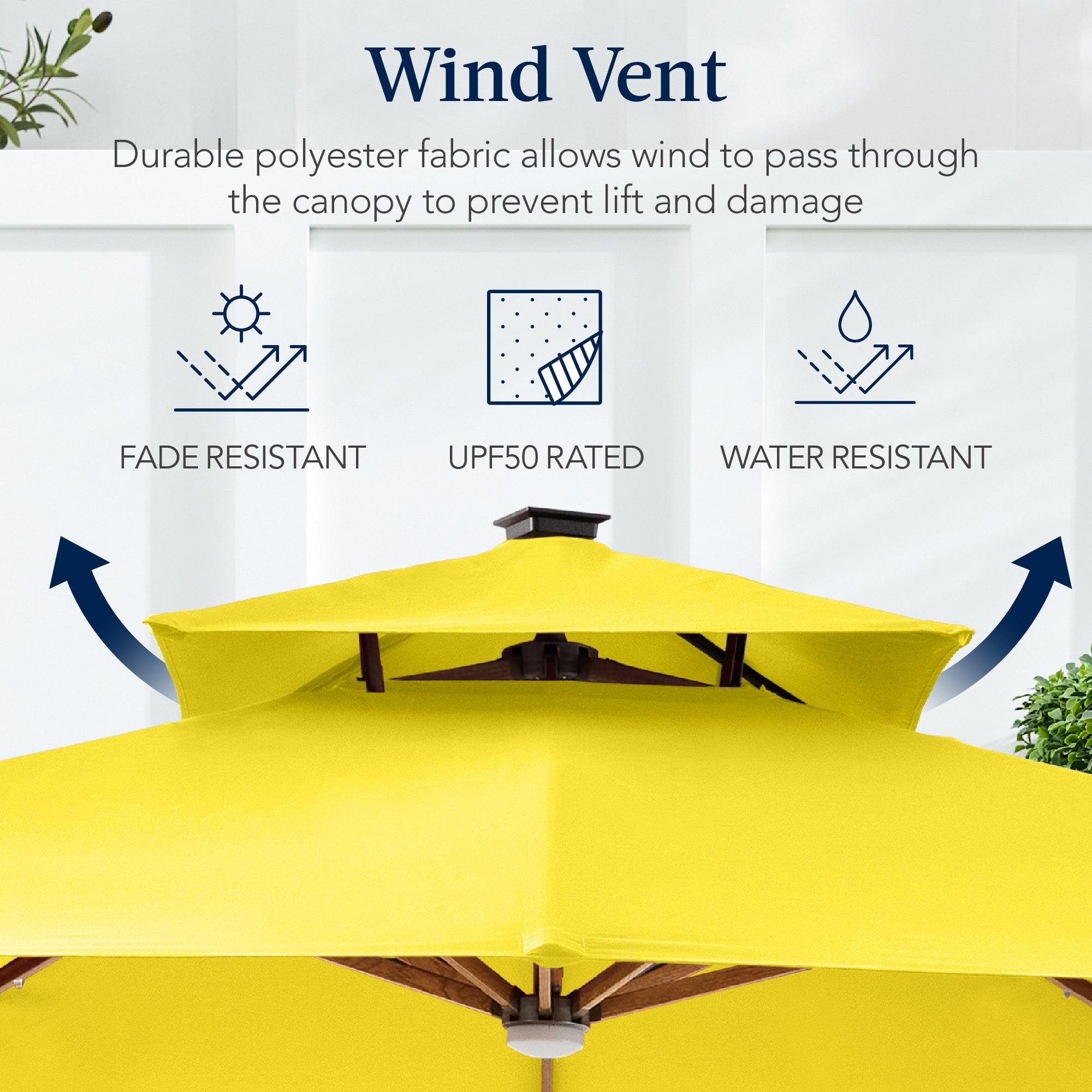 Woodgrain Pattern 2-Tier Outdoor Solar LED Cantilever Umbrella - 10x10ft