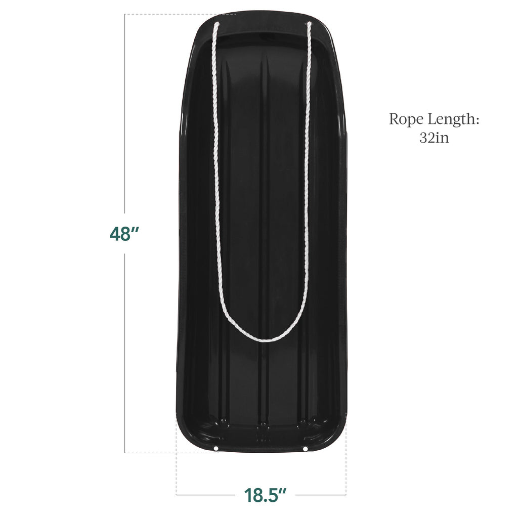 48in Kids Toboggan Snow Sled Board w/ Pull Rope, Curved Edges