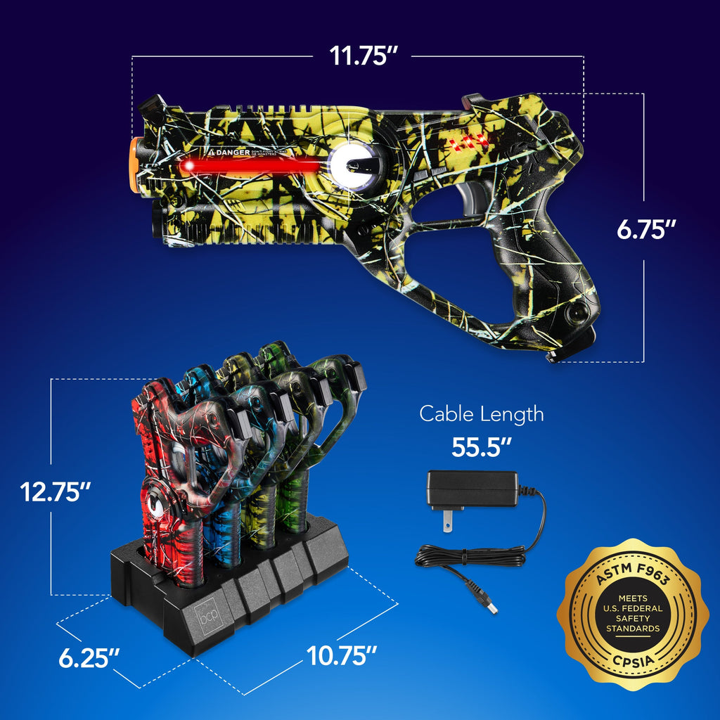Set of 4 Rechargeable Laser Tag Blasters w/ Docking Station, No Vests Needed