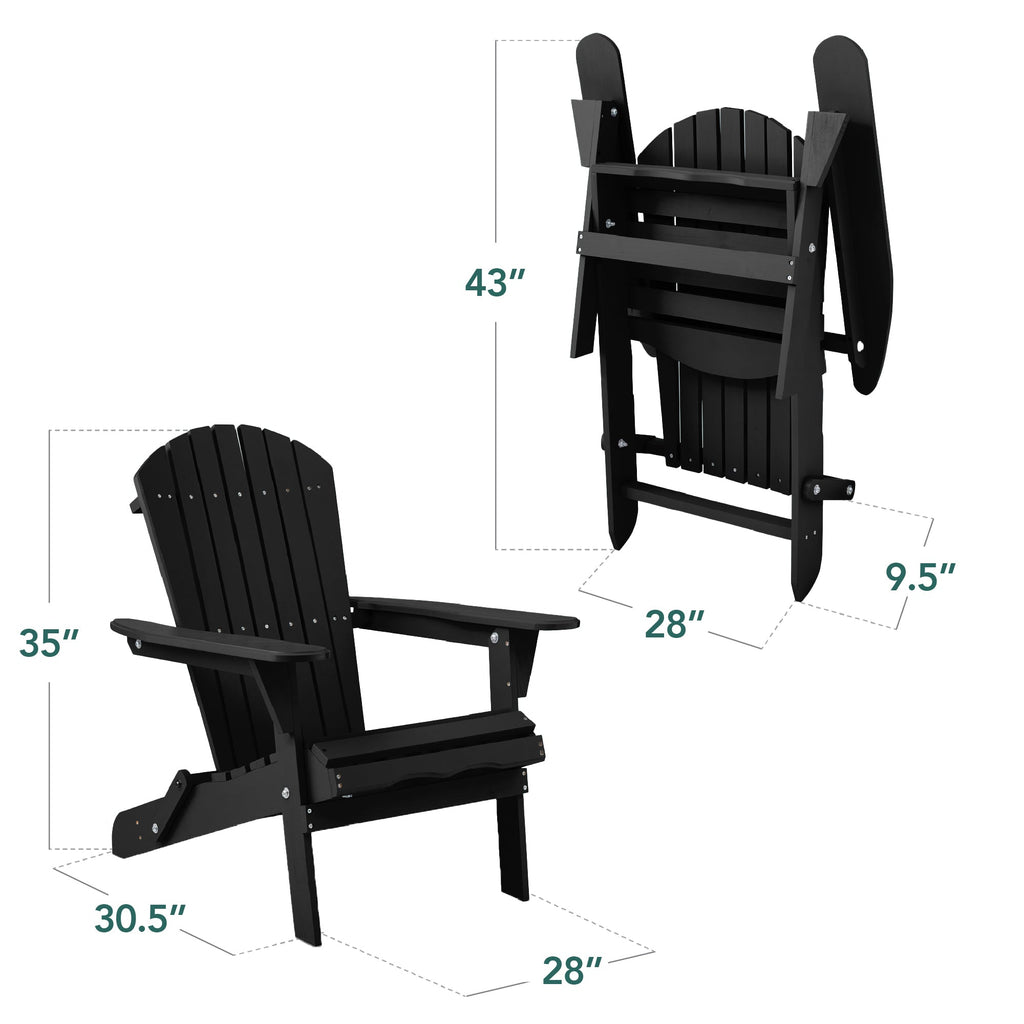 Folding Wooden Adirondack Chair, Accent Furniture w/ Natural Woodgrain
