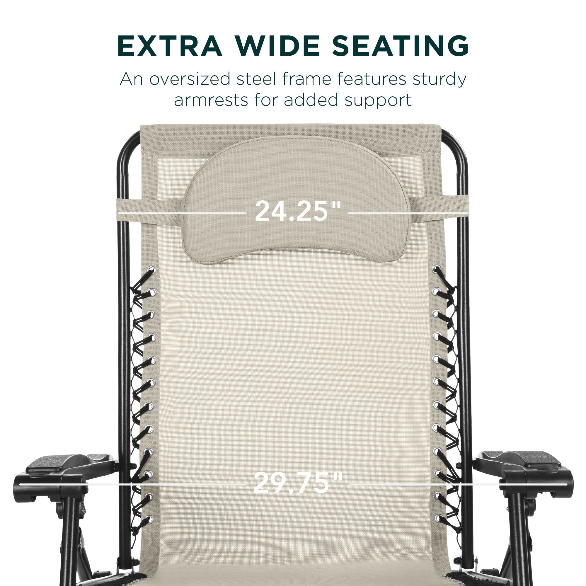 Oversized Reclining Zero Gravity Chair Lounger w/ Cup Holder, Pillow