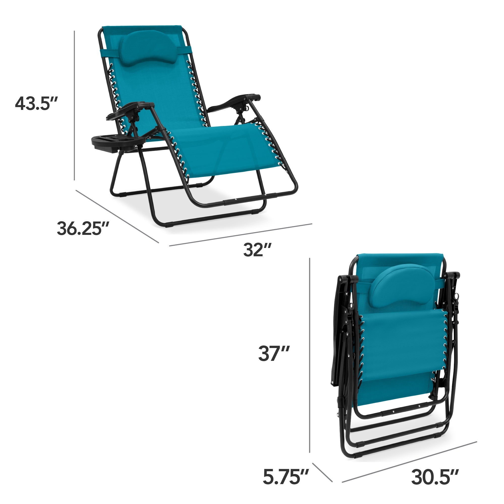 Oversized Reclining Zero Gravity Chair Lounger w/ Cup Holder, Pillow
