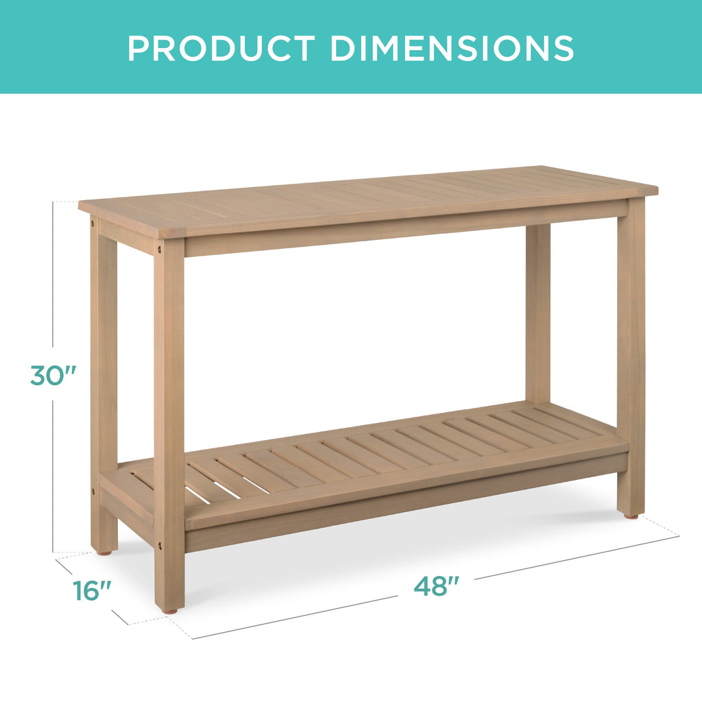 2-Shelf Wooden Console Table Storage Organizer w/ Natural Finish - 48in
