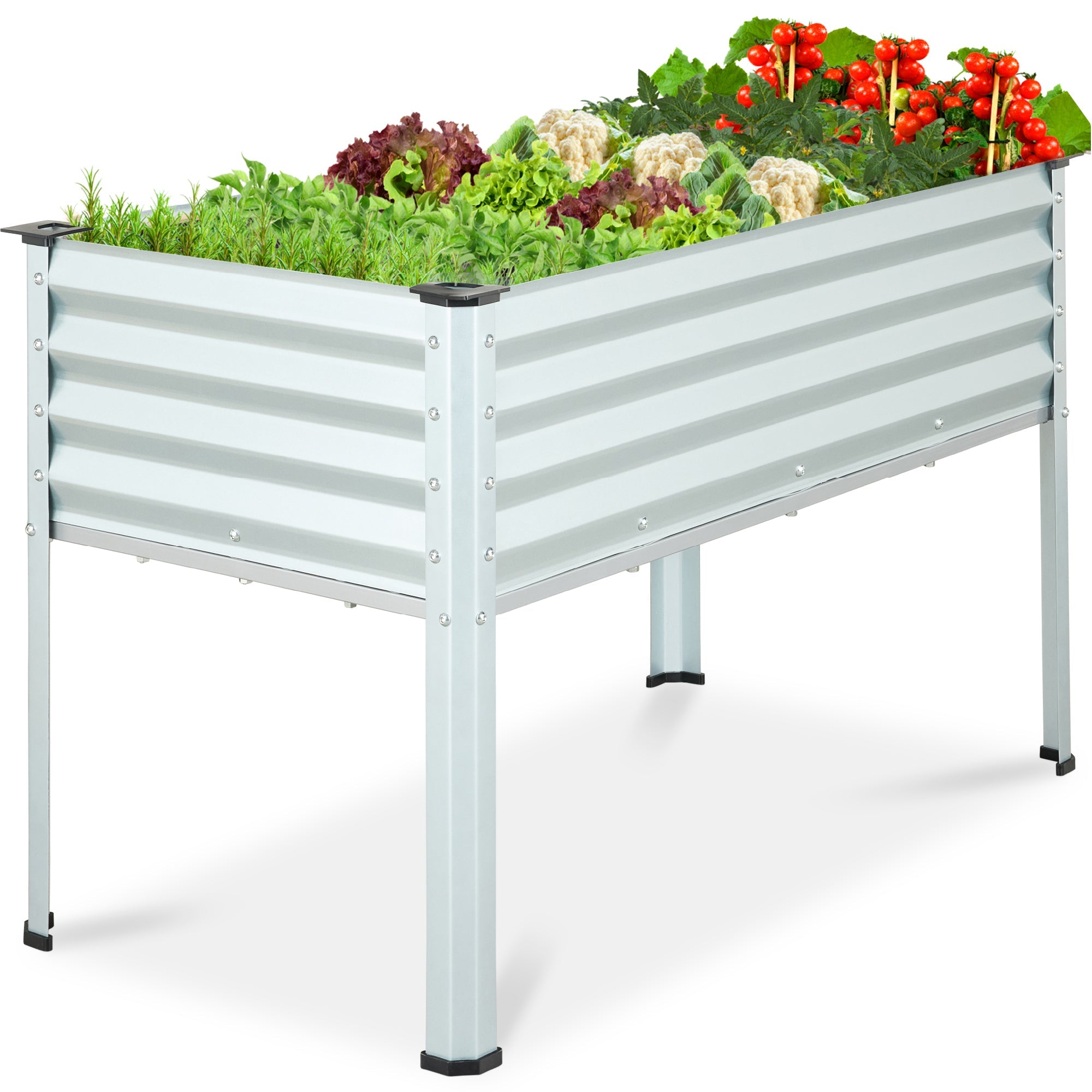 Elevated Galvanized Metal Garden Bed w/ Corner Protectors - 48x24x30in